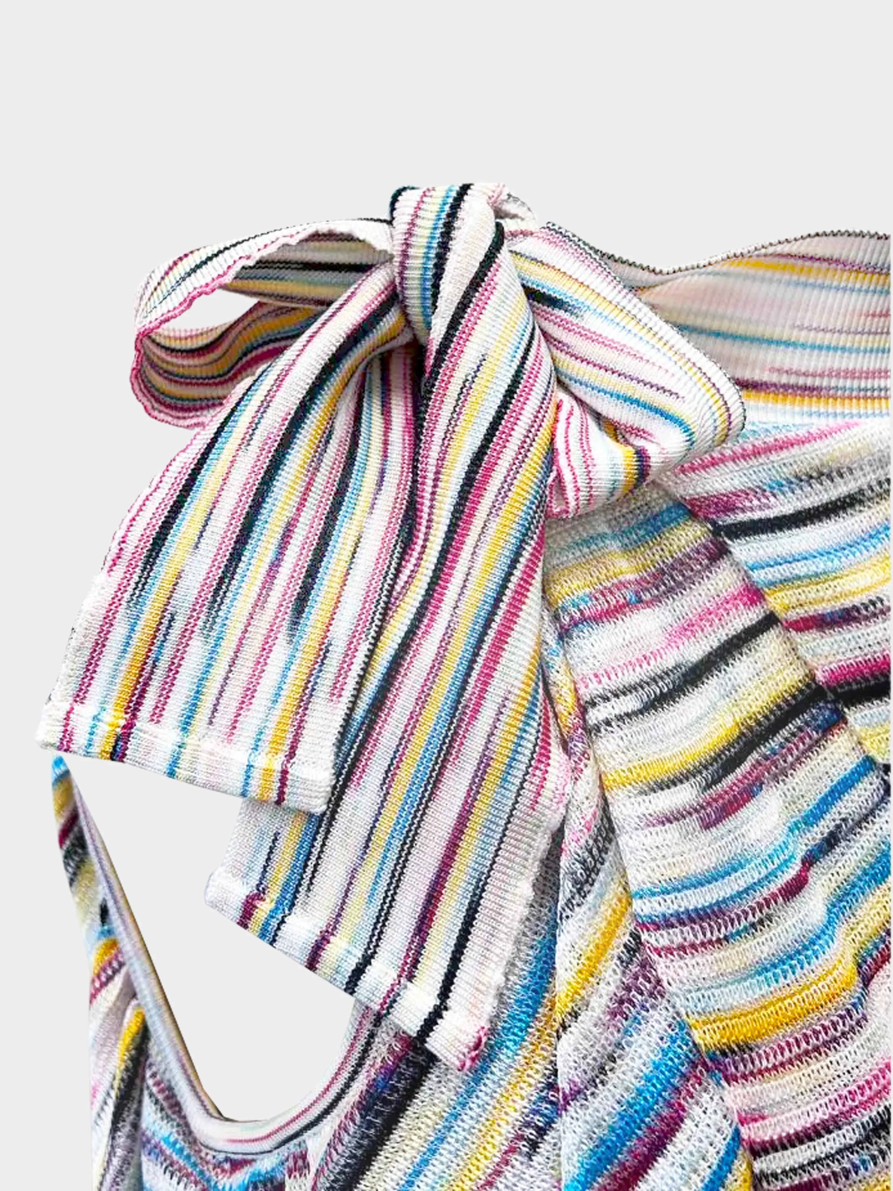 Missoni 2022 Multicolor Flounce Knit Stripe Mini Dress - Image 3