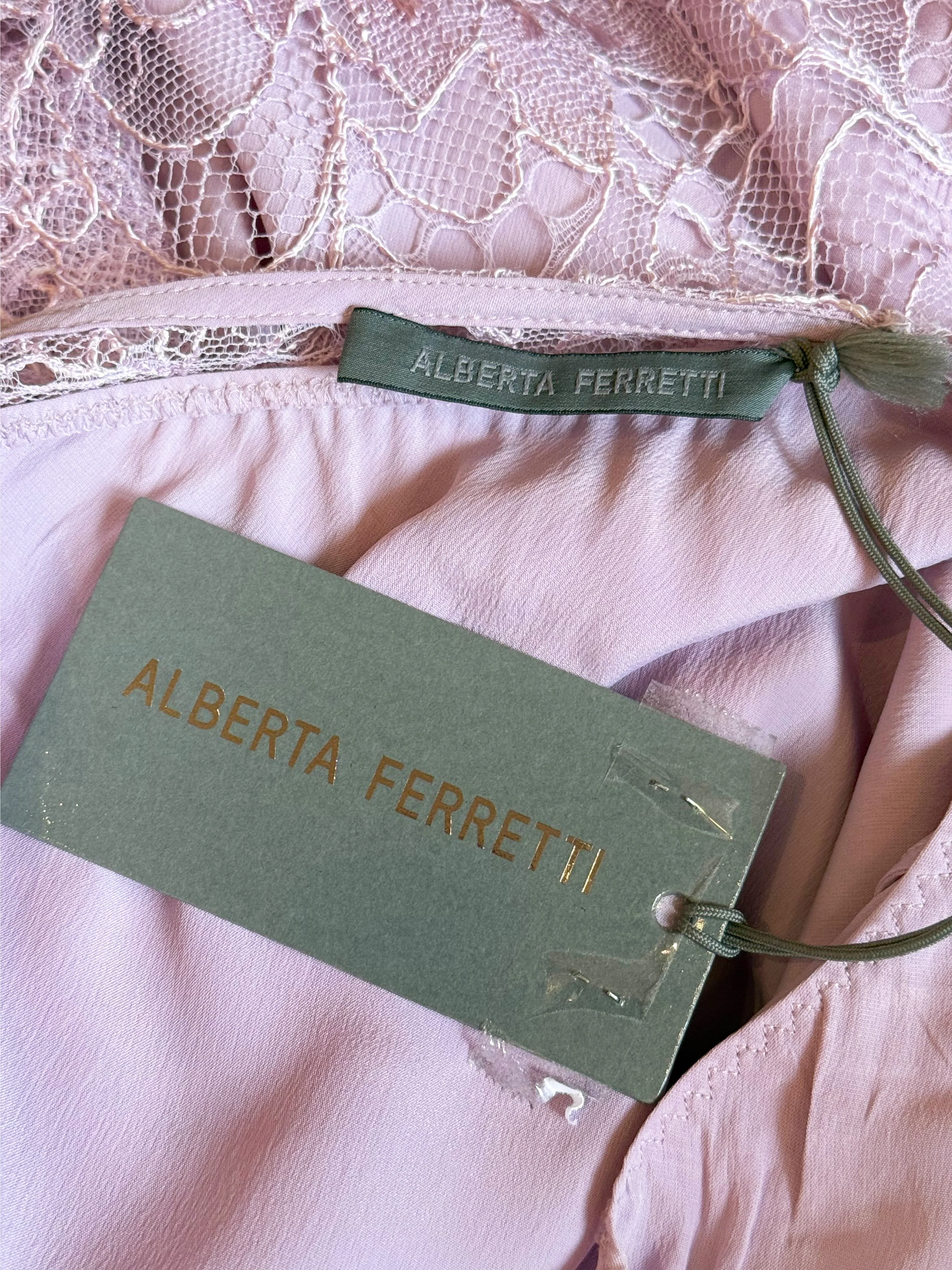 Alberta Ferretti 2010s Pink Embroidered Lace Long Skirt - Image 3