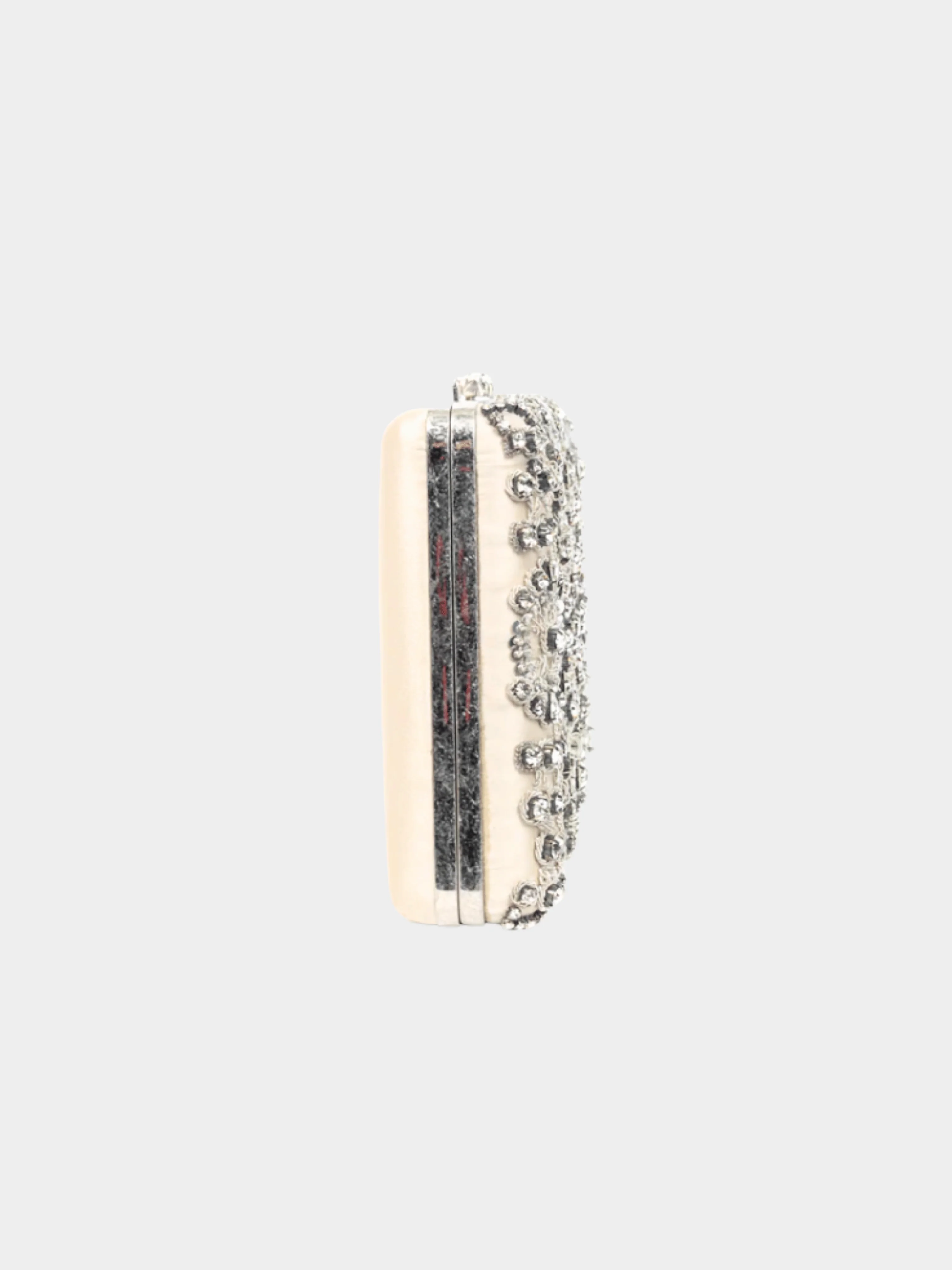 Alexander McQueen 2010s Champagne Crystal and Sequin-Embroidered Satin Evening Bag - Image 3