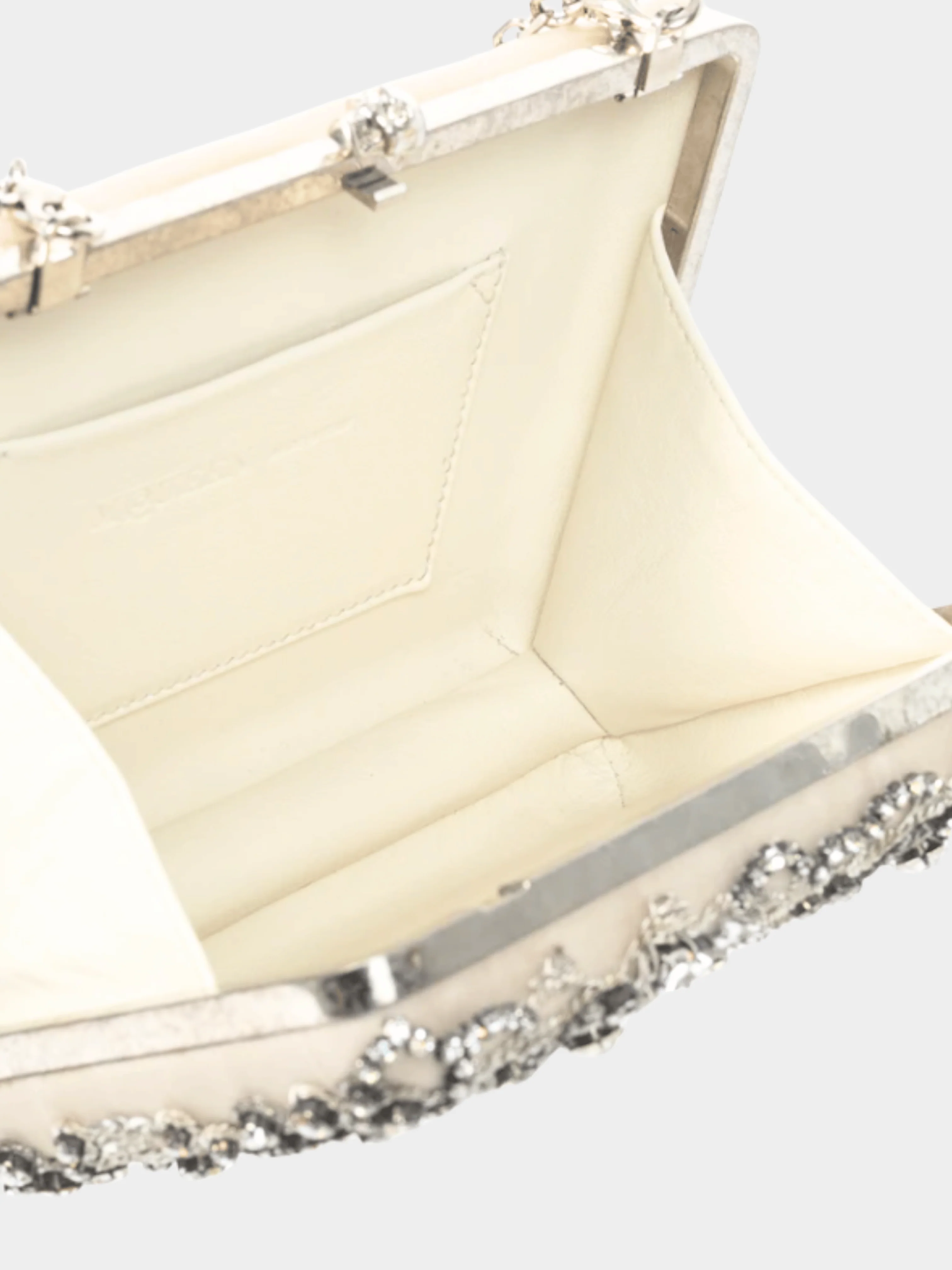 Alexander McQueen 2010s Champagne Crystal and Sequin-Embroidered Satin Evening Bag - Image 5