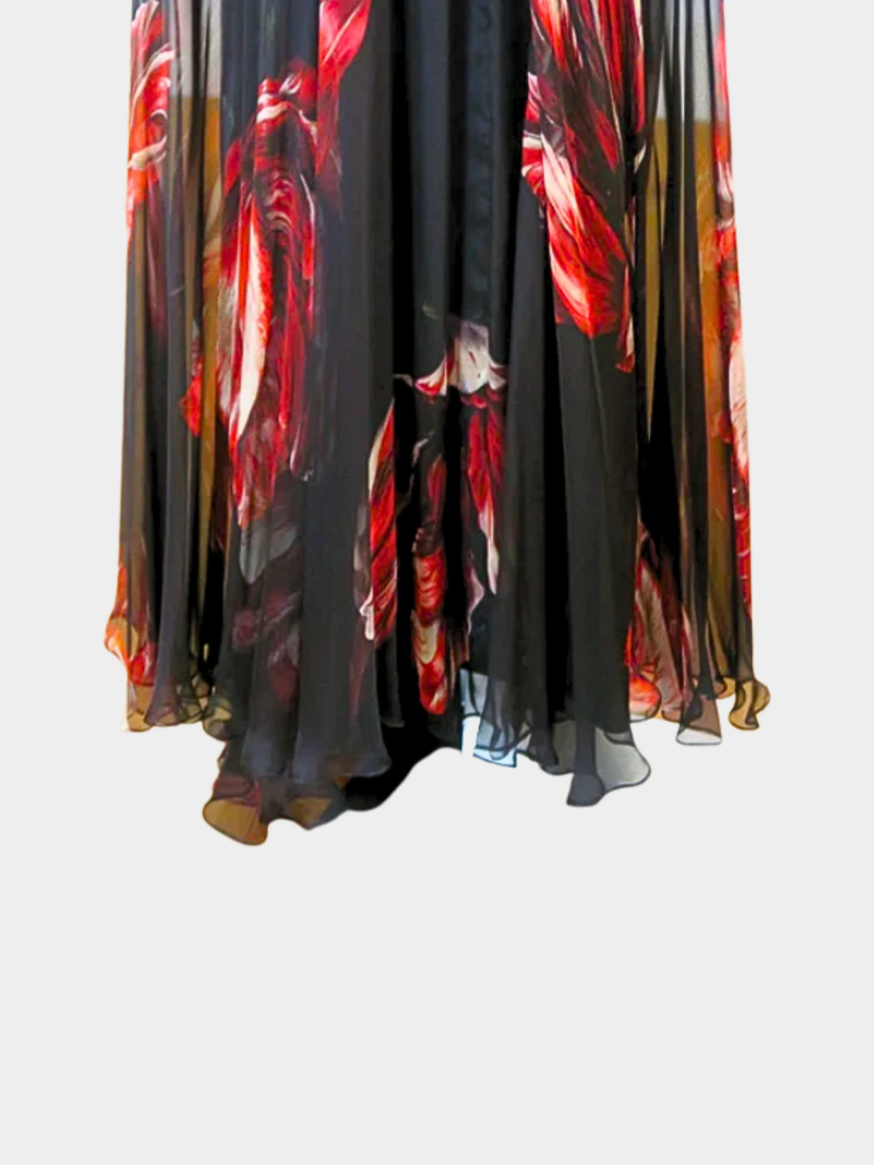 Alexander McQueen 2012 Black and Red Floral Cami Gown - Image 3