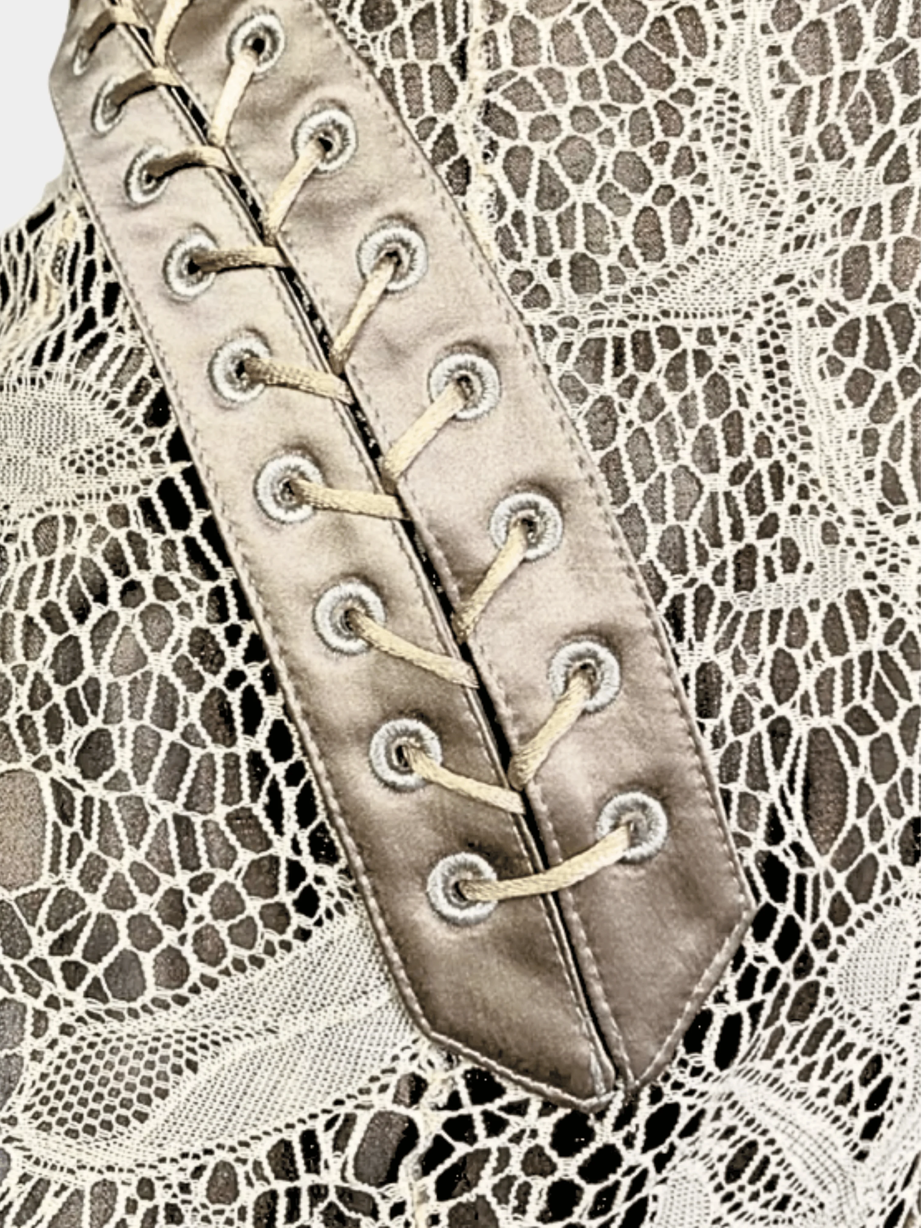 Alexander McQueen FW 2002 Runway Beige Lace Bondage Corset Midi Dress - Image 5