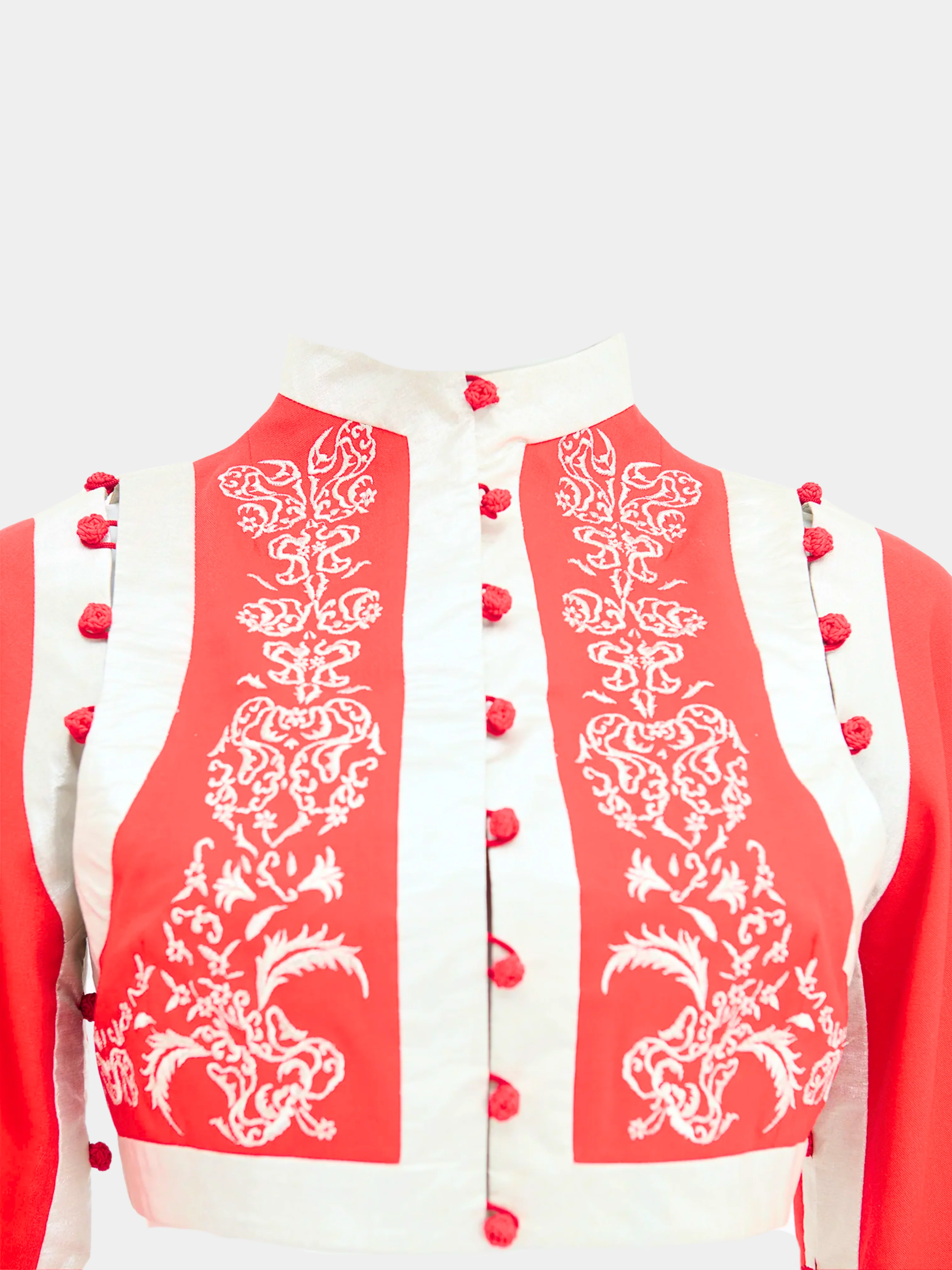 Alexander McQueen SS 2000 “Eye” Collection Silk Red Cropped Kimono Bolero - Image 3