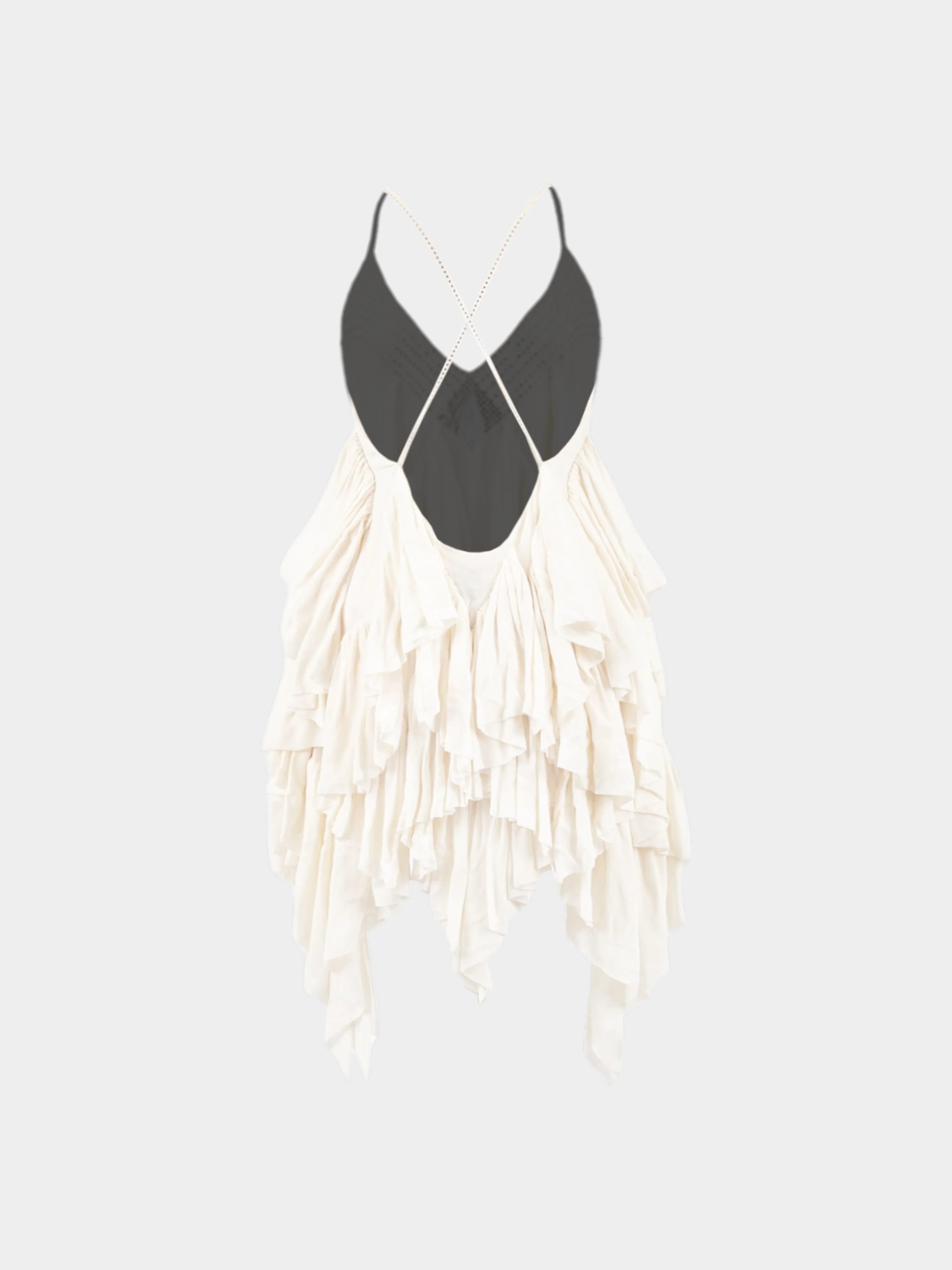 Alexandre Vauthier SS 2022 White Silk Crepe Ruffled Dress and Matching Ruffled Boots Set - Image 3