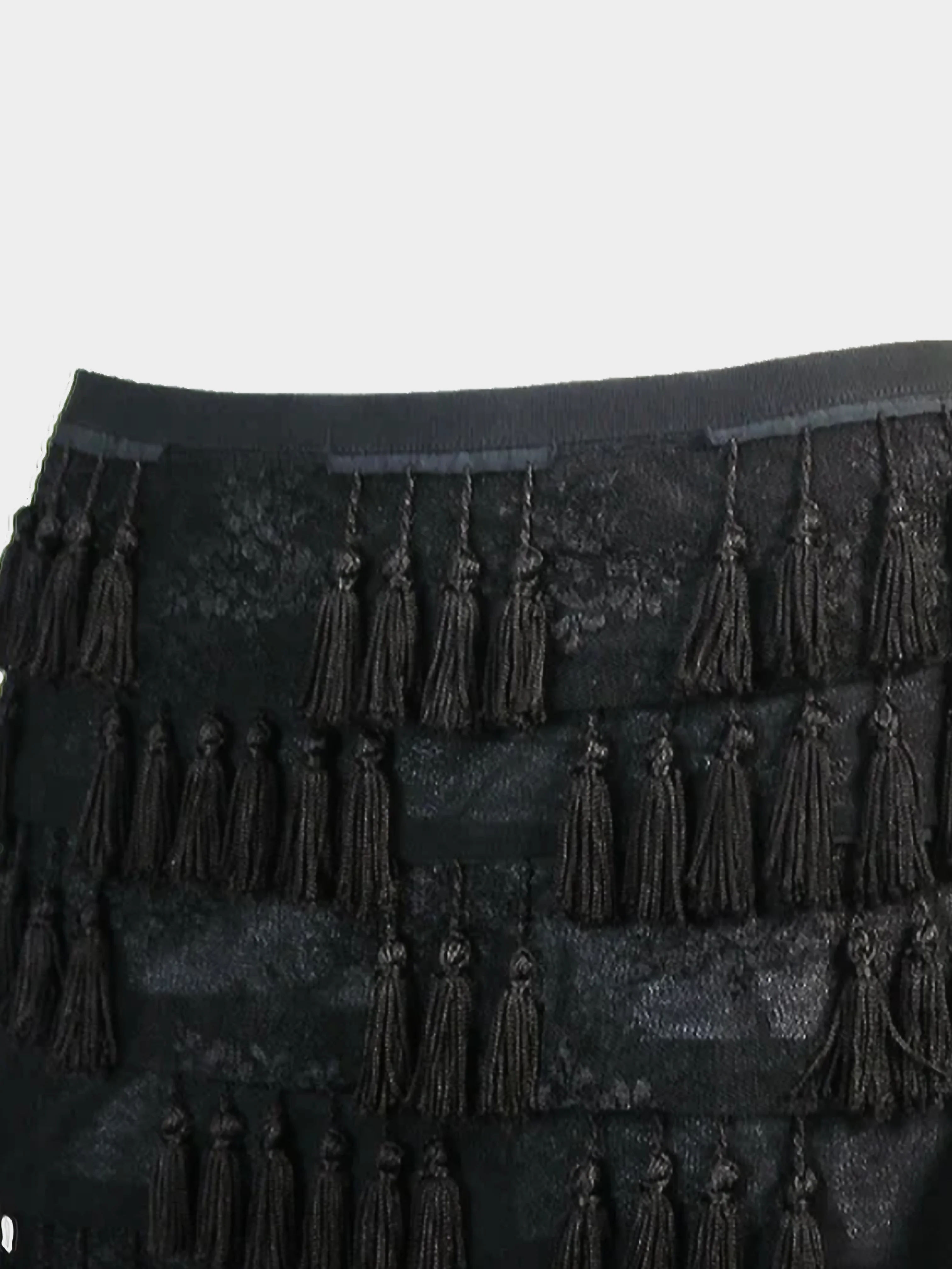 Armani 2000s Black Tassel Tiered Skirt - Image 4