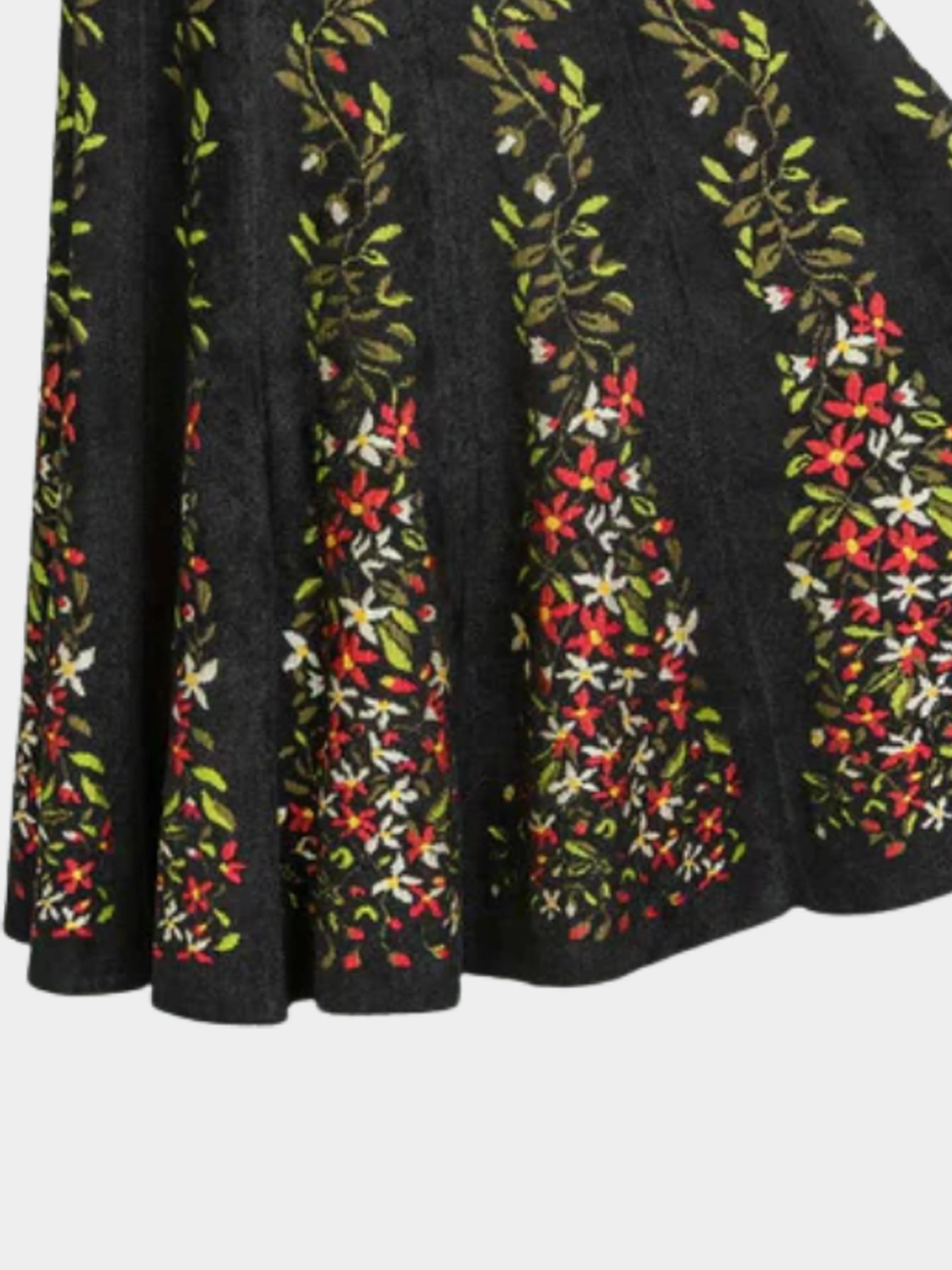 Azzedine Alaïa 2000 Black Floral Chenille Maxi Skirt - Image 3