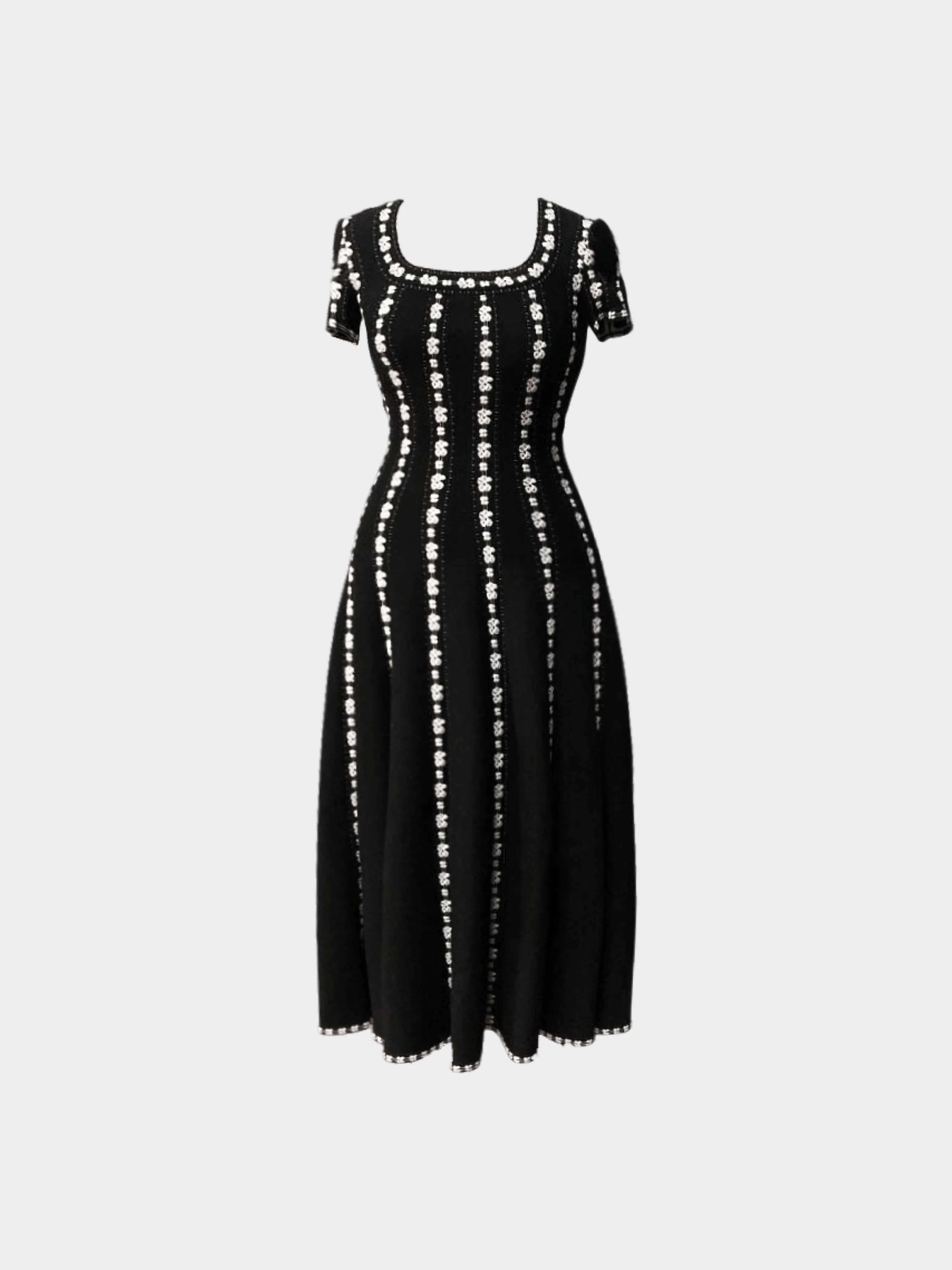 Azzedine Alaïa 2010s Black and White Knit Maxi Dress