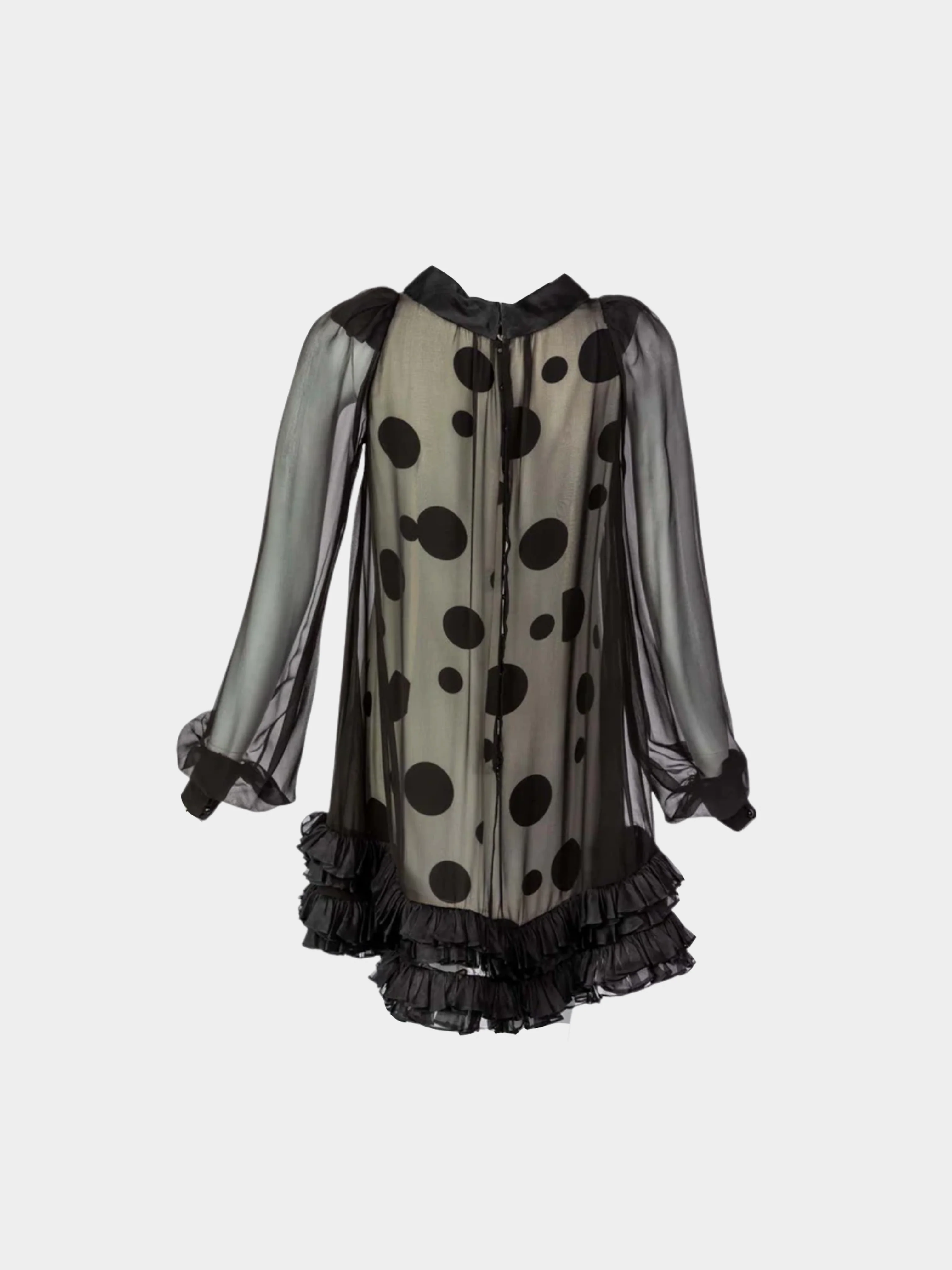 Balenciaga 1990s Black Polka Dot Silk Mini Dress - Image 2