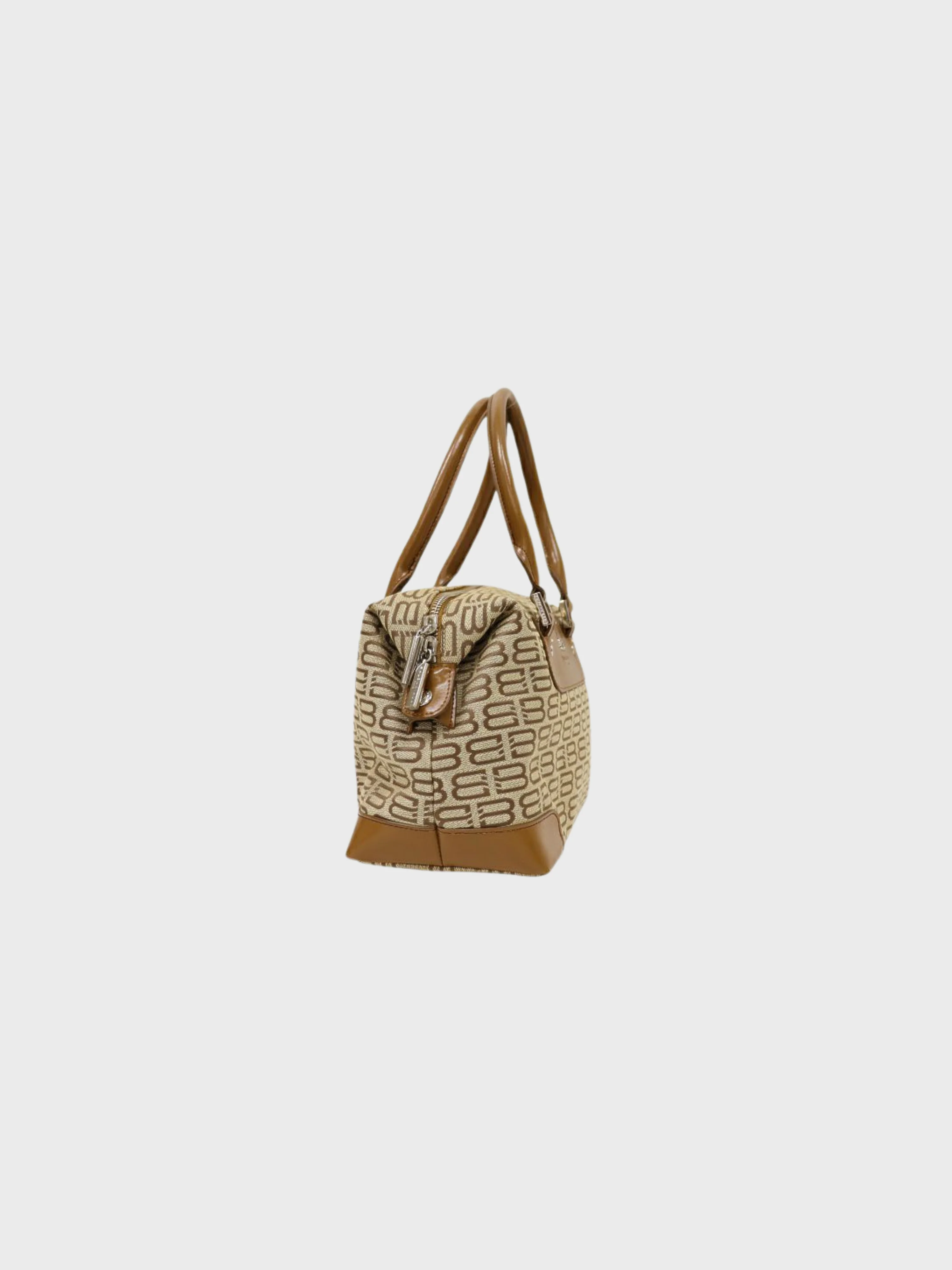 Balenciaga 2000s Beige Canvas Leather BB Logo Handbag - Image 3