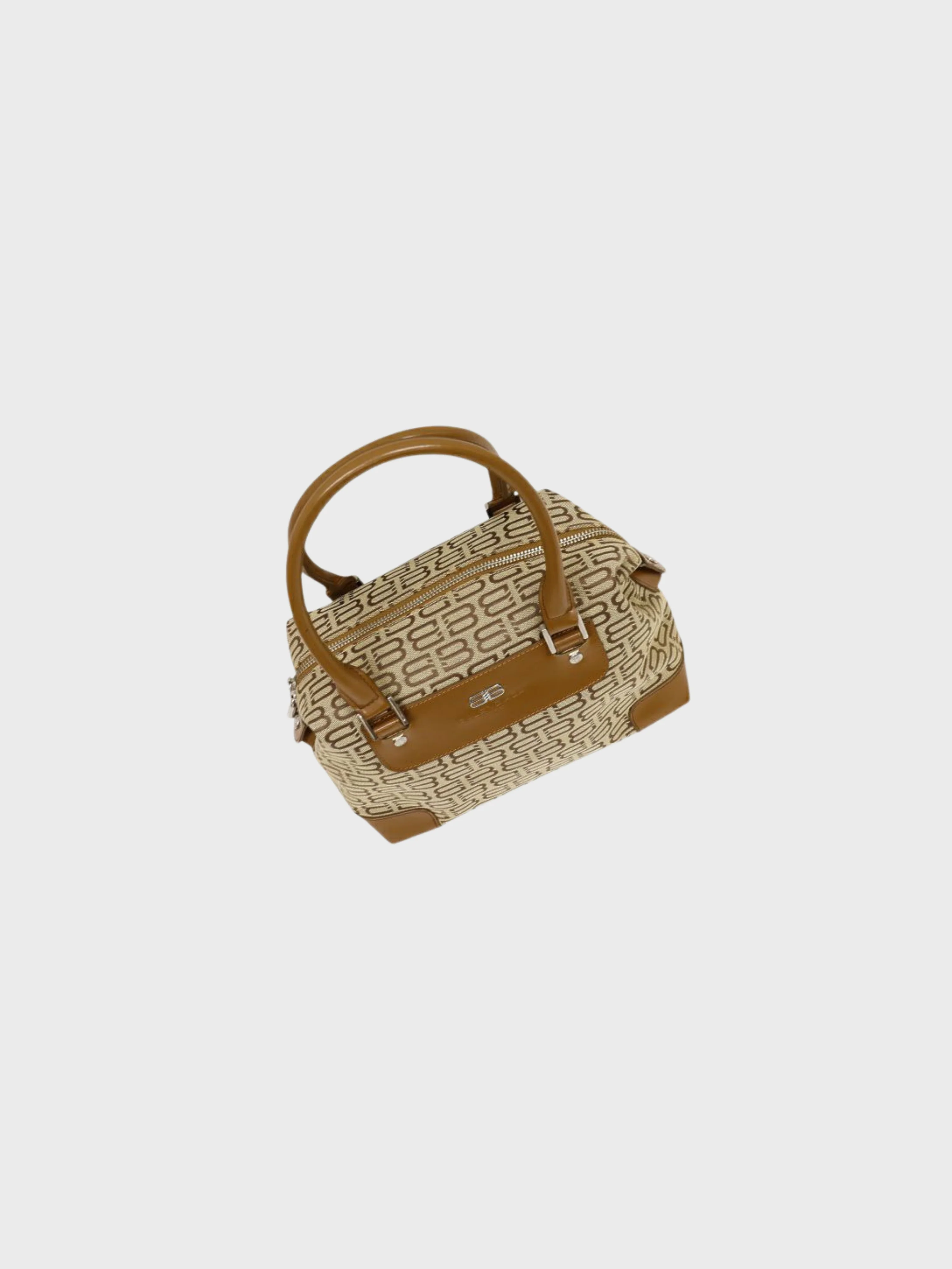 Balenciaga 2000s Beige Canvas Leather BB Logo Handbag - Image 6