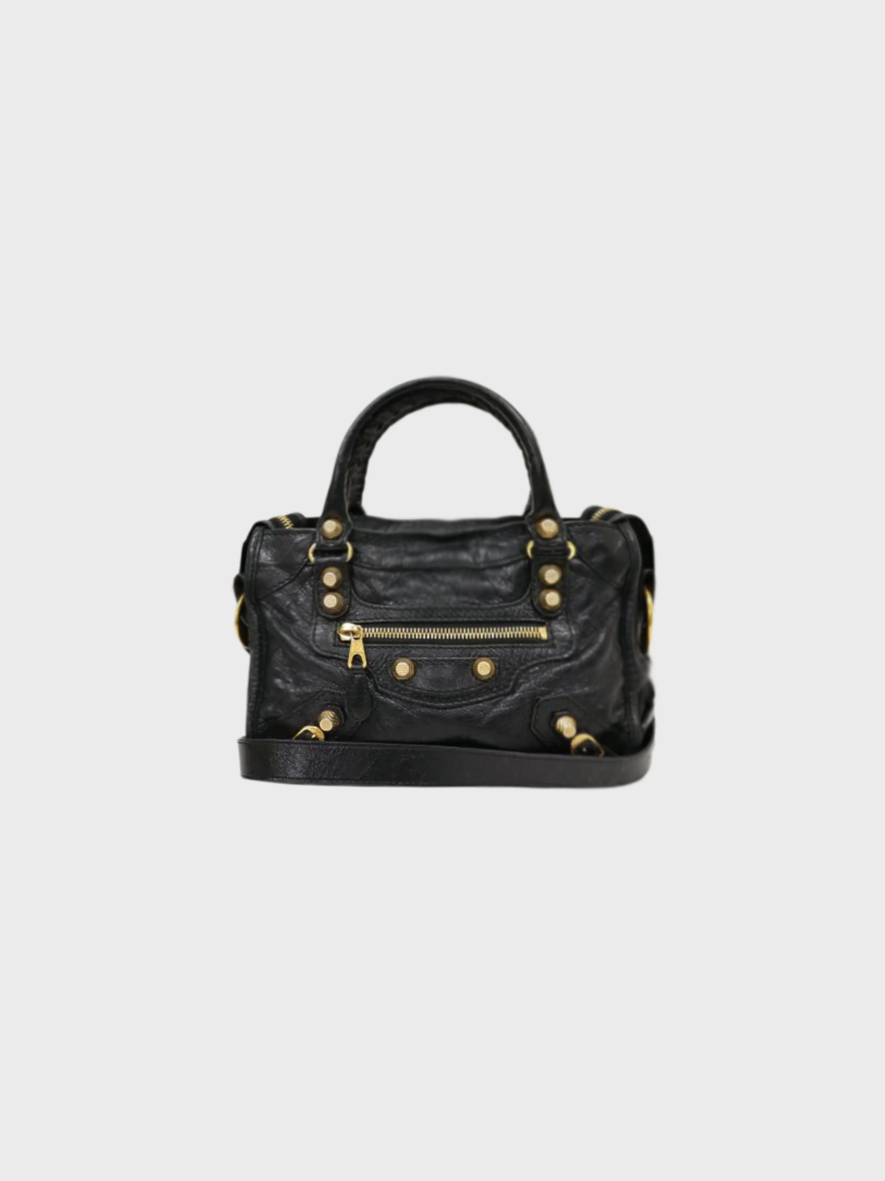 Balenciaga 2000s Black Leather Giant Mini City Bag