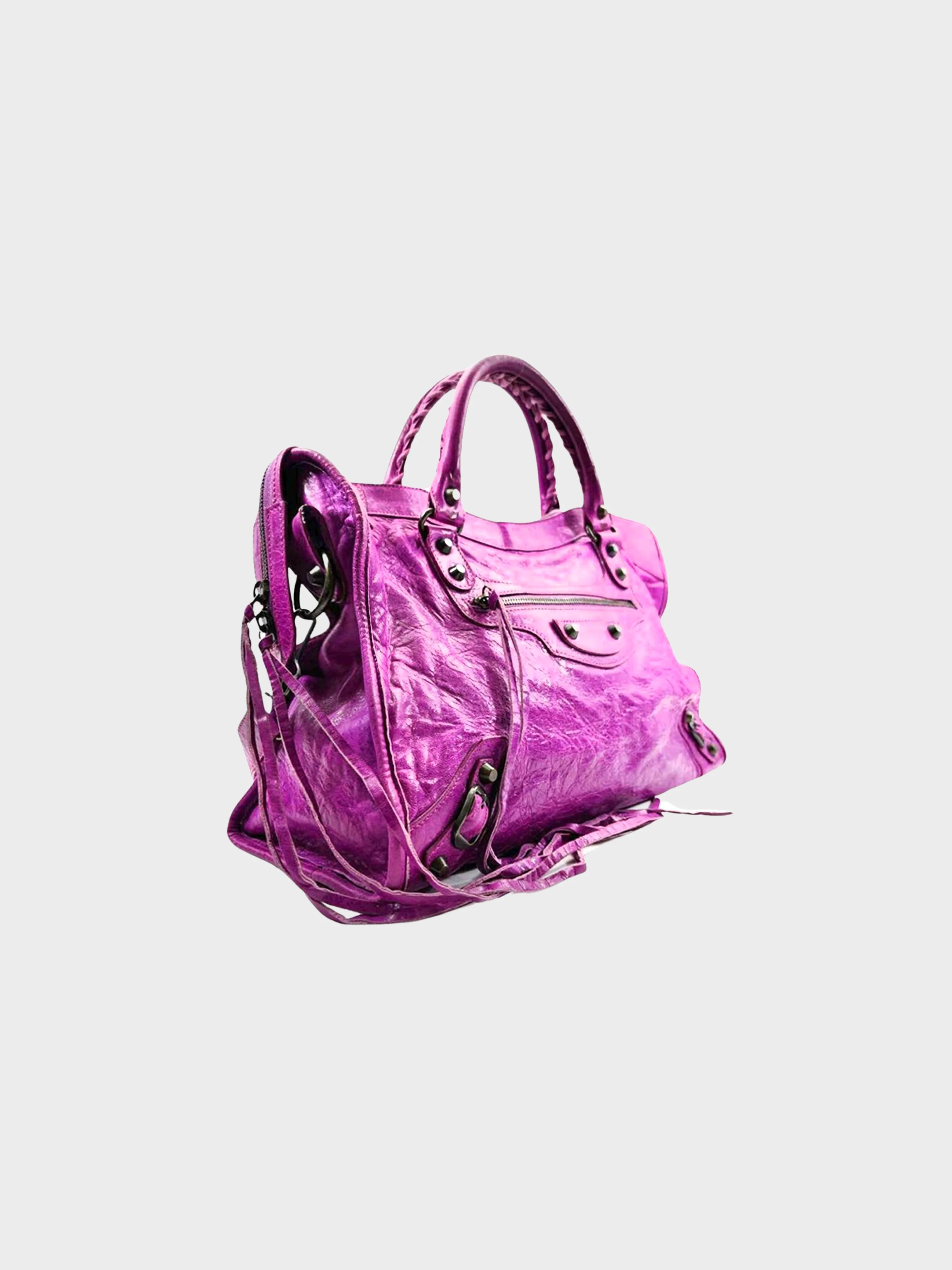 Balenciaga 2000s Purple Leather Motorcycle City Bag - Image 2