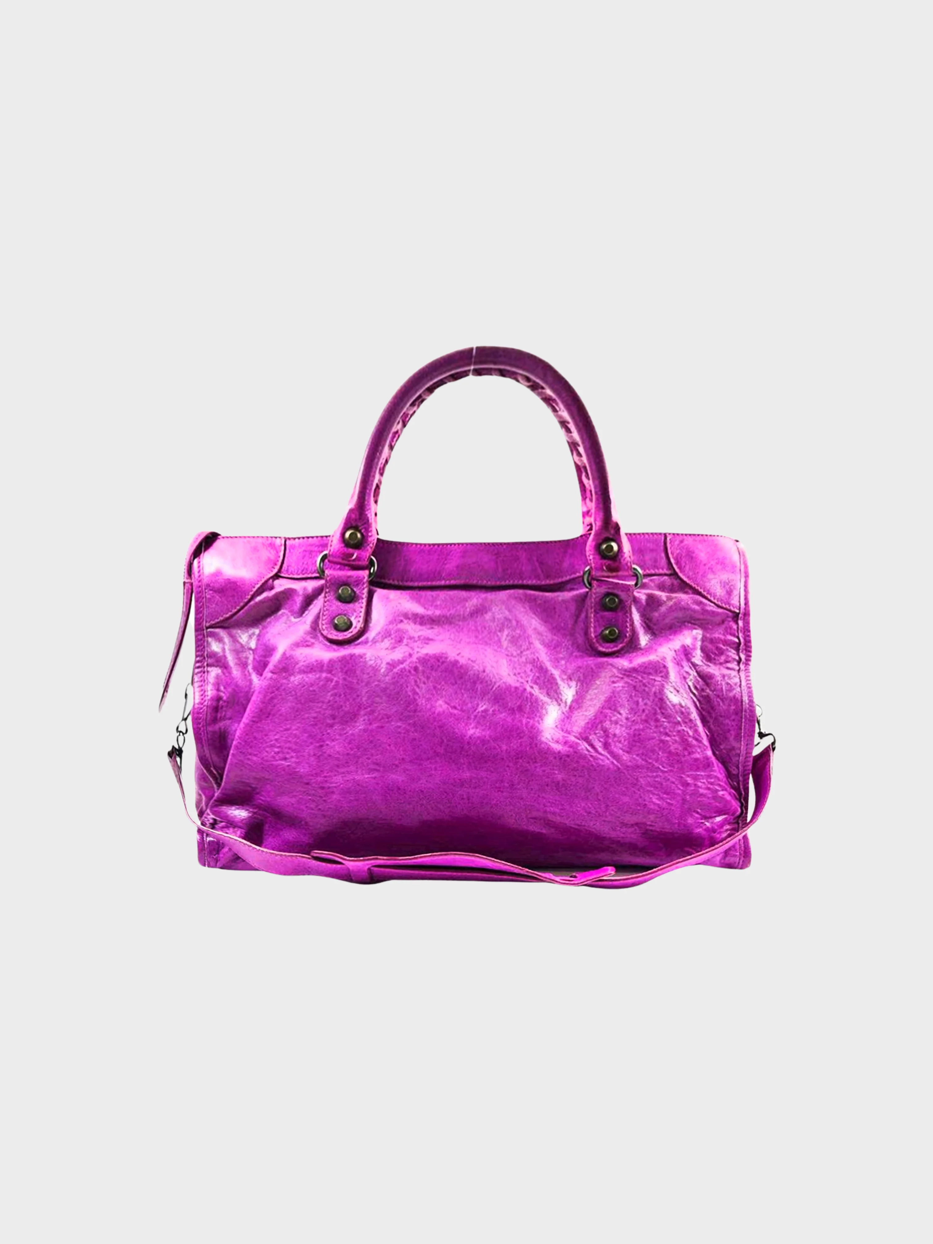 Balenciaga 2000s Purple Leather Motorcycle City Bag - Image 3