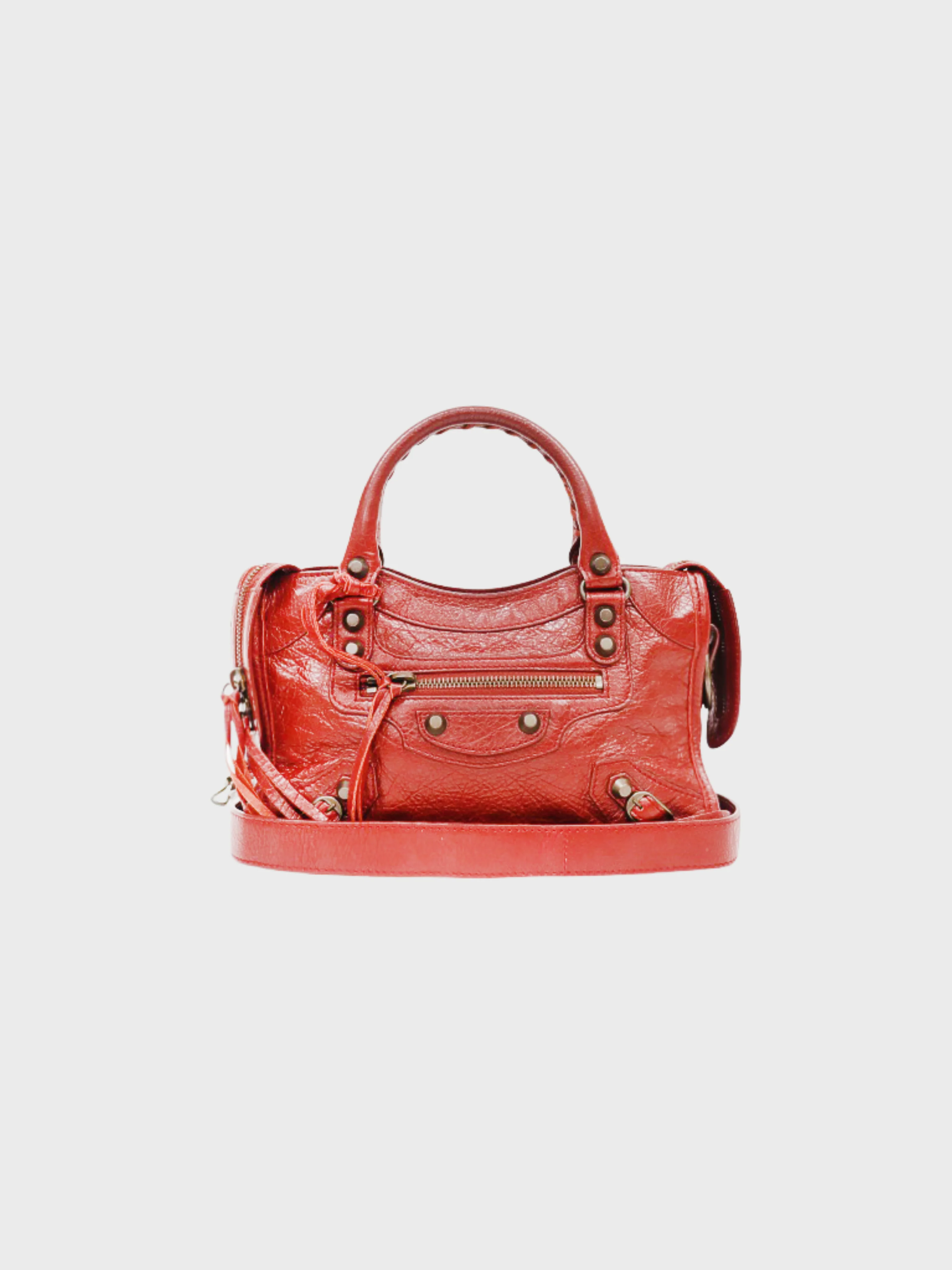 Balenciaga 2000s Red Leather Classic Mini City Bag