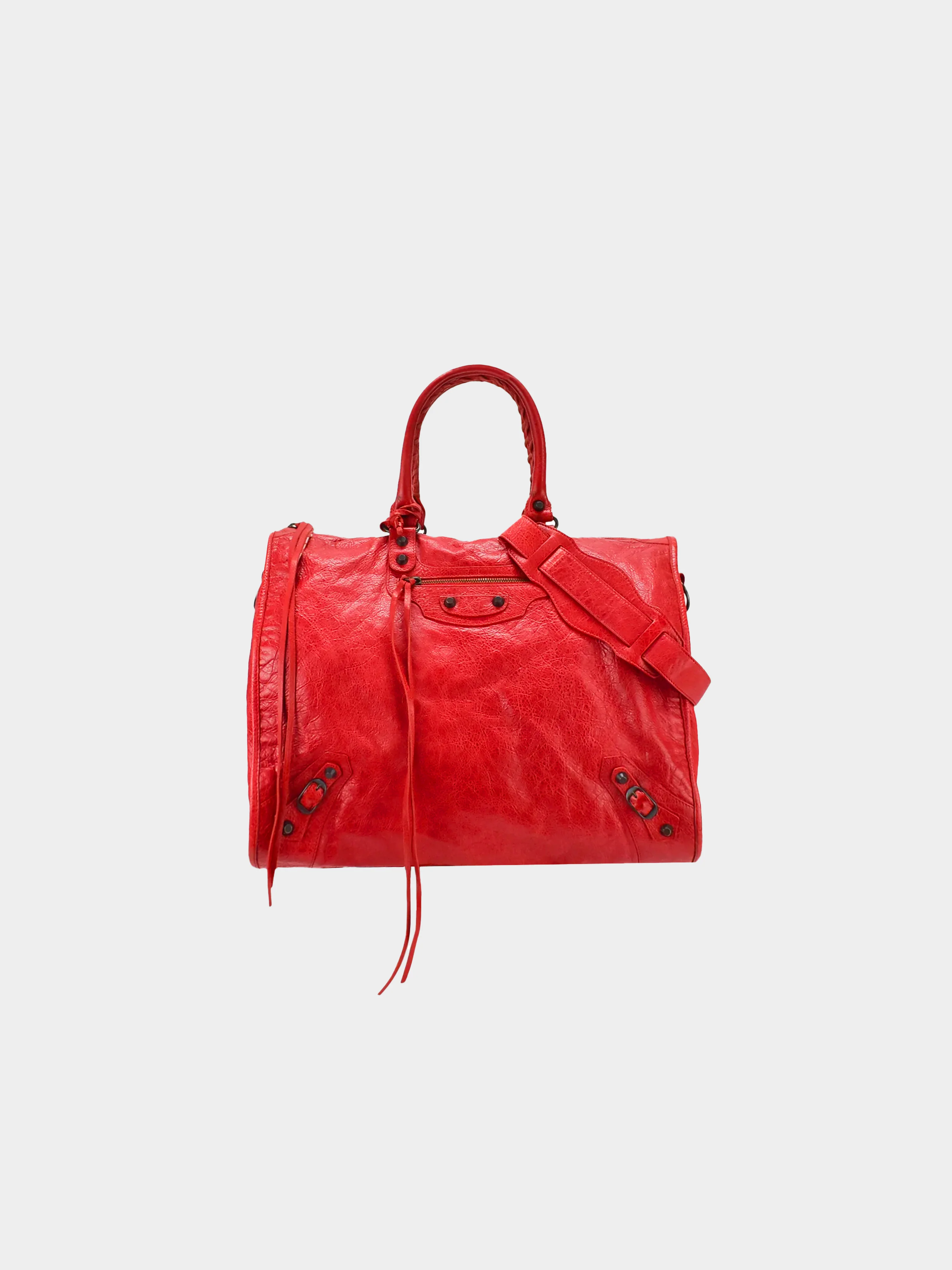 Balenciaga 2010s Red Moto Leather City Bag - Image 5