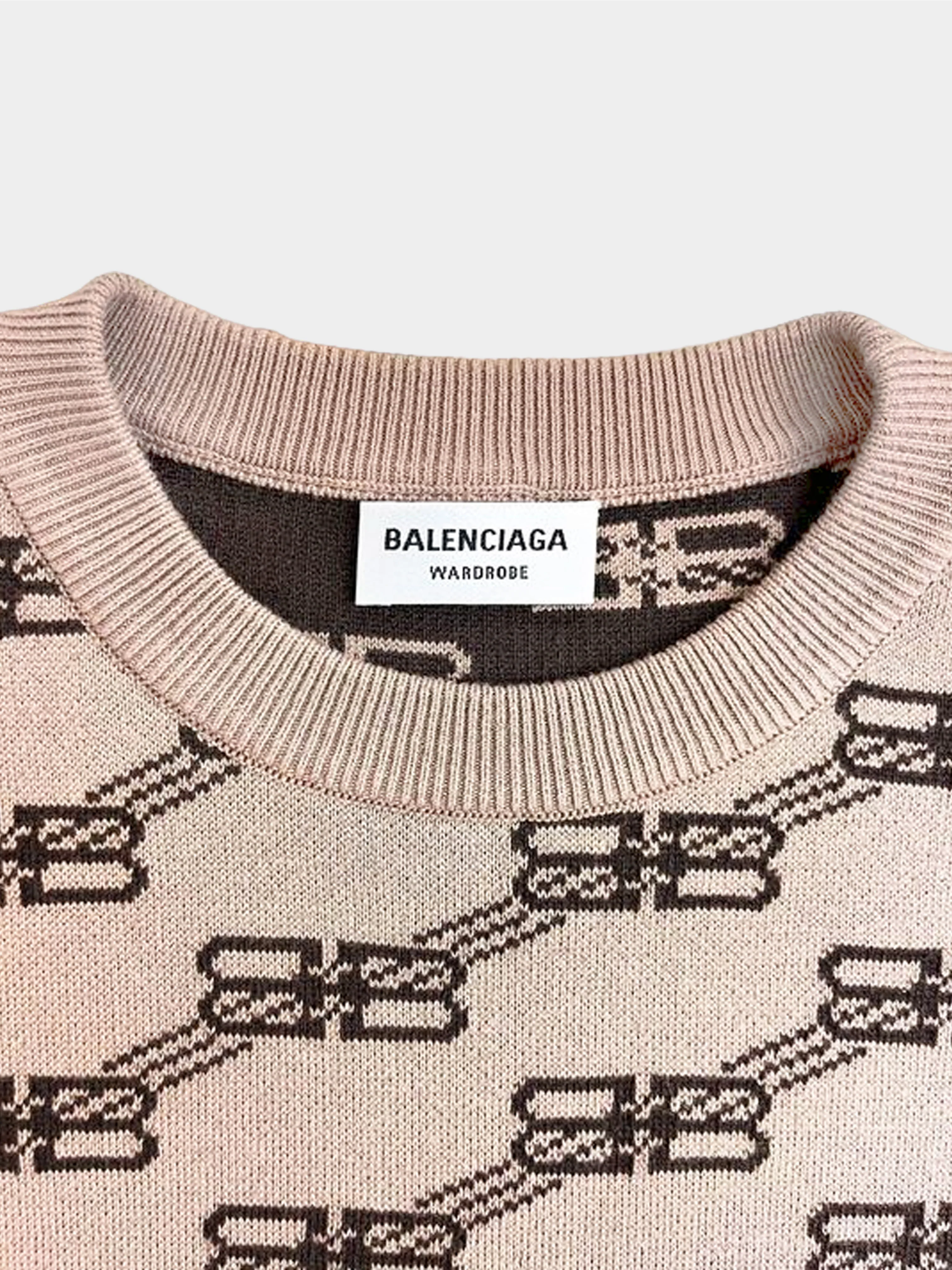 Balenciaga 2020s Beige BB Monogram Cropped Sweater - Image 3