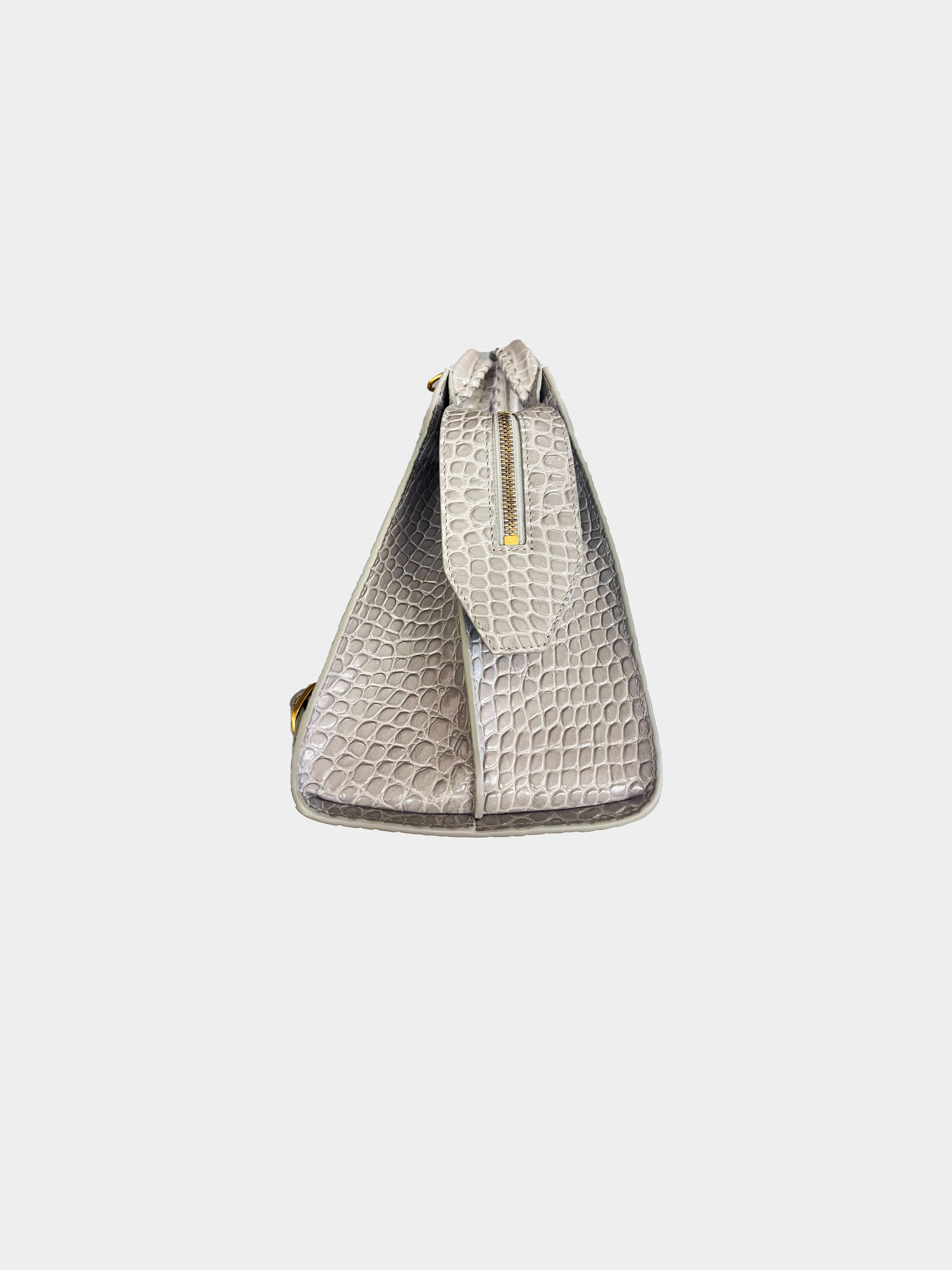 Balenciaga 2021 Grey Croc Embossed Neo Classic City Tote - Image 3
