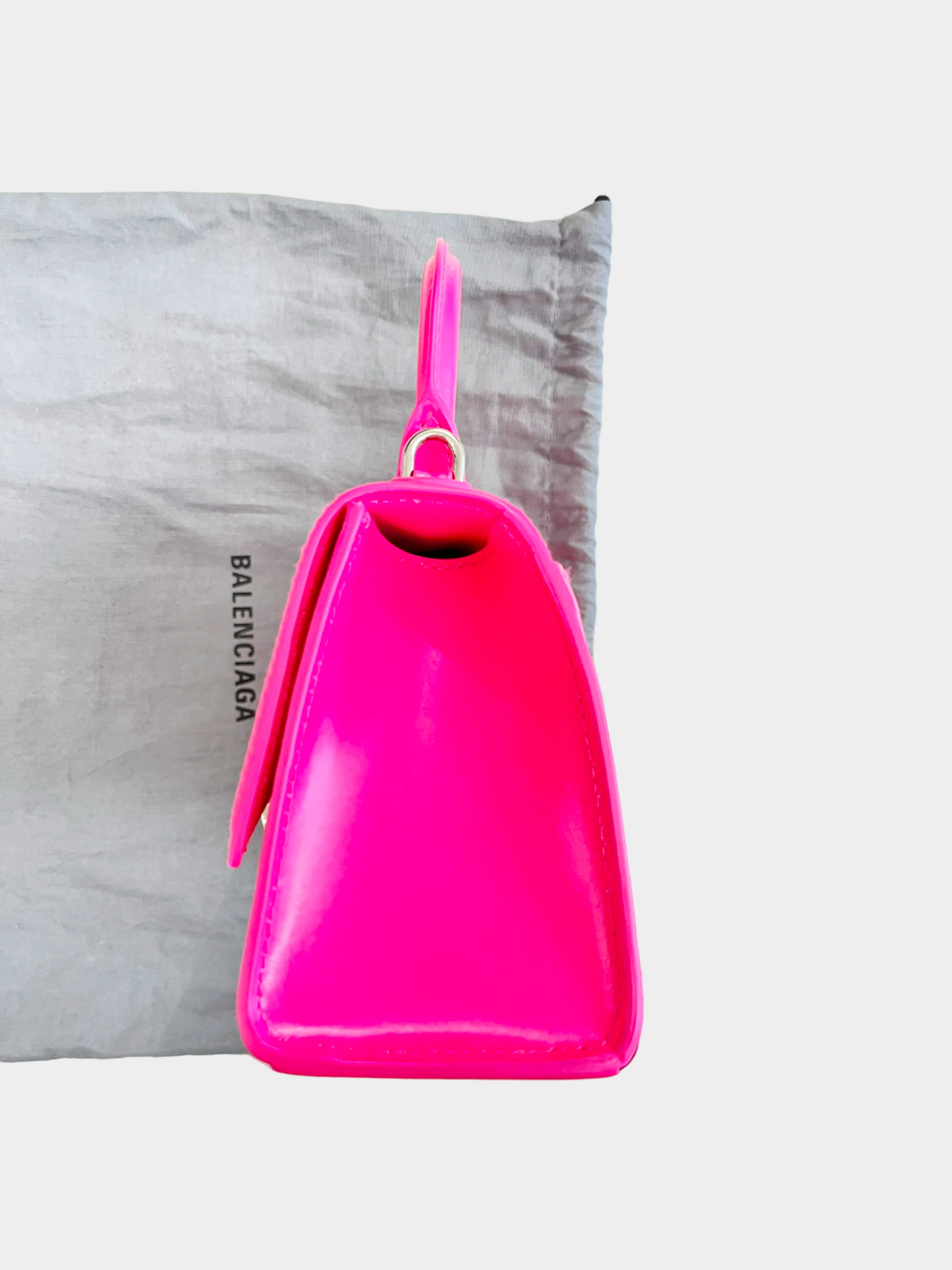 Balenciaga 2023 Hot Pink XS Hourglass Two-Way Leather Bag - Image 3
