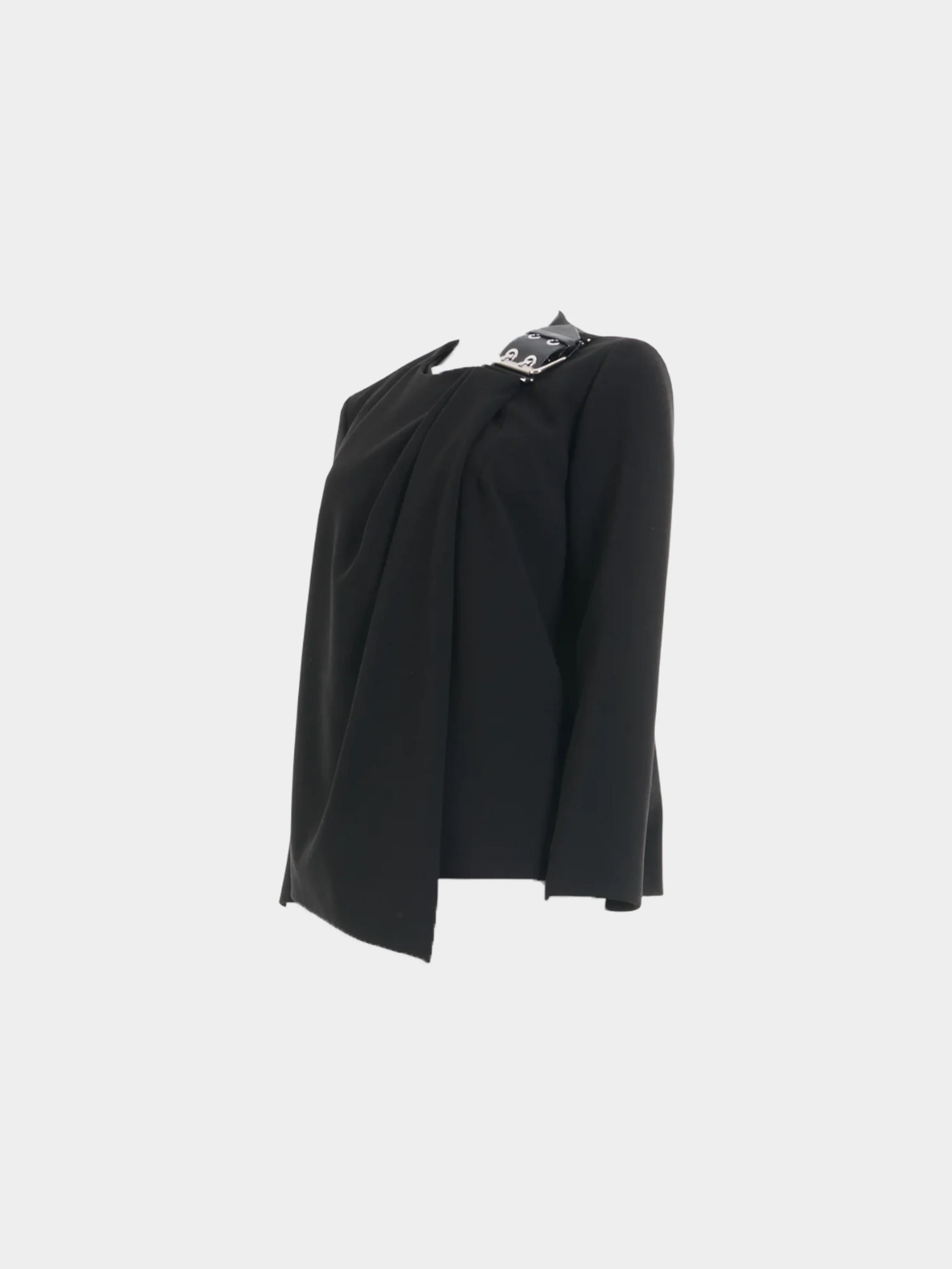 Balenciaga FW 2015 Black Buckle Draped Top - Image 3