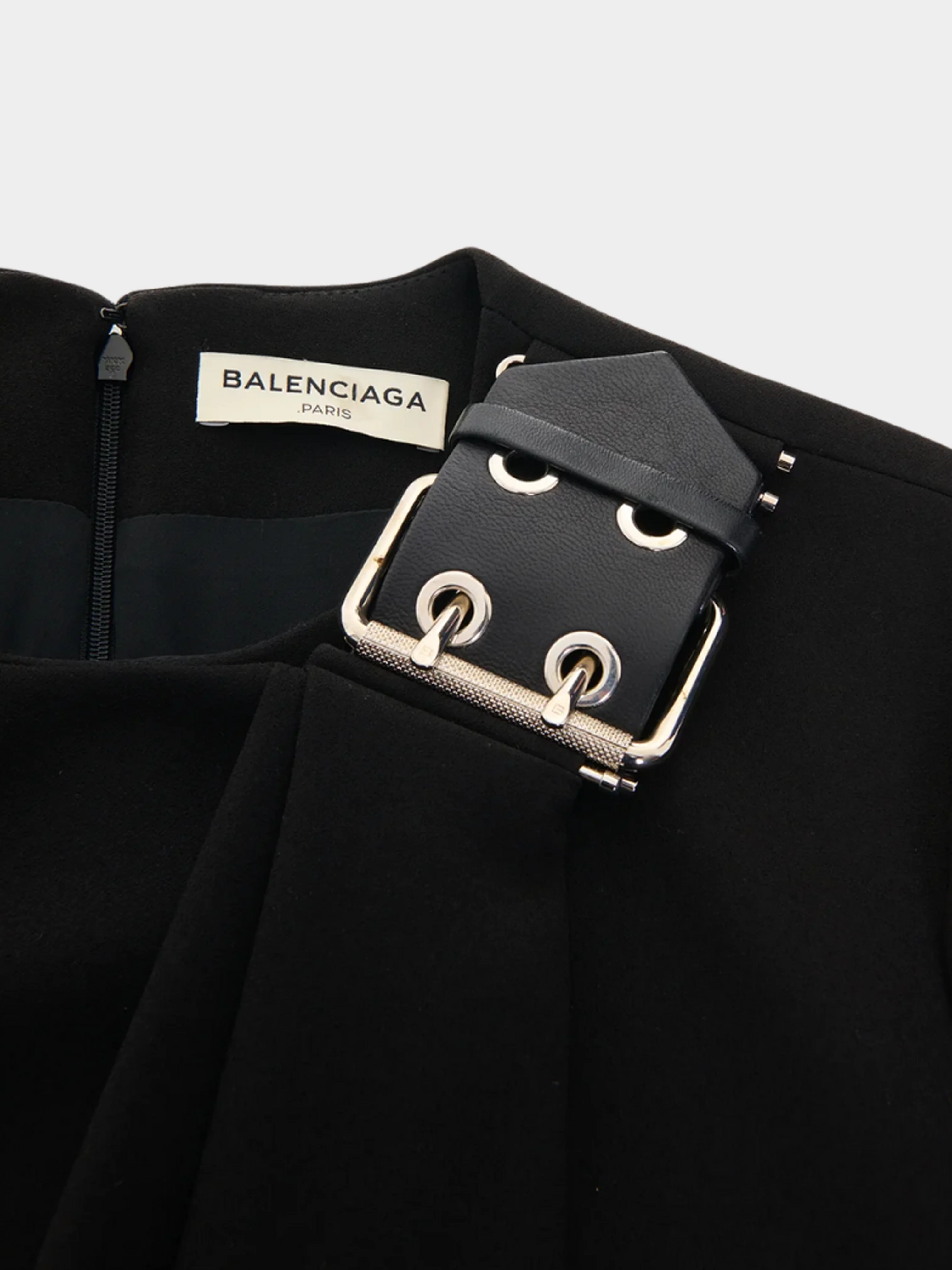 Balenciaga FW 2015 Black Buckle Draped Top - Image 4