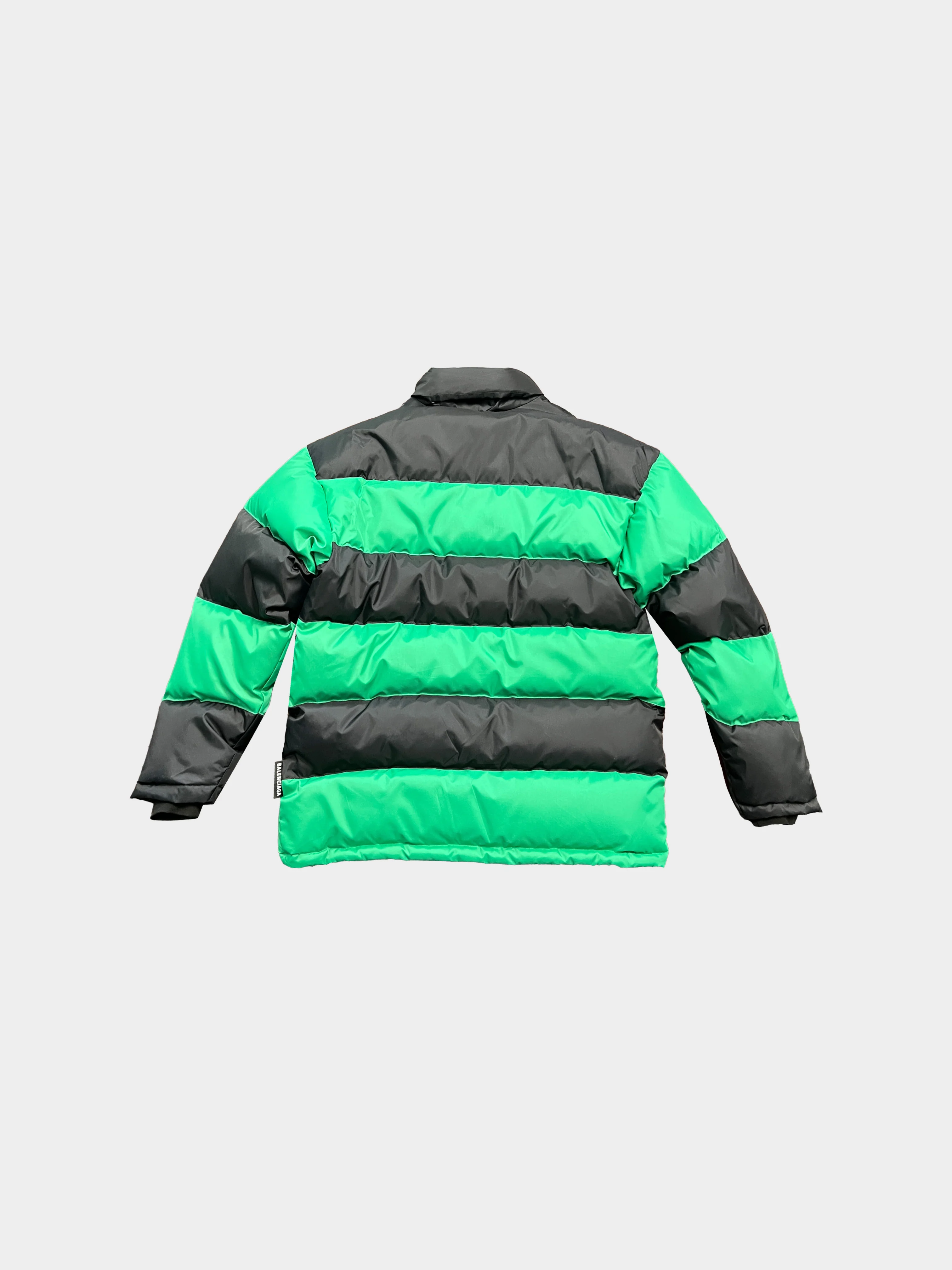 Balenciaga FW 2018 Green Striped Oversized Puffer Jacket - Image 4