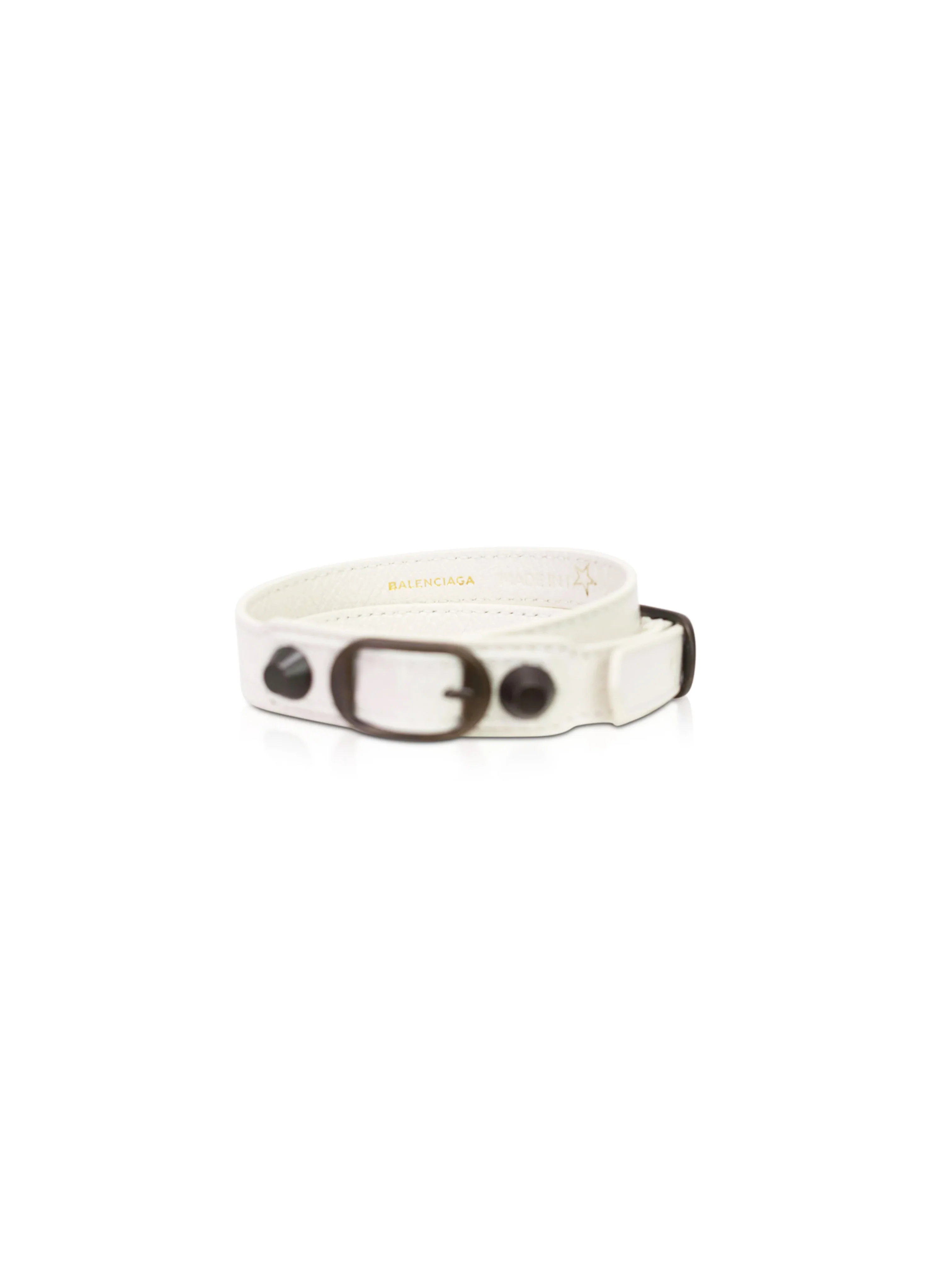 Balenciaga 2010s White Leather Arena Double Wrap Bracelet - Image 3