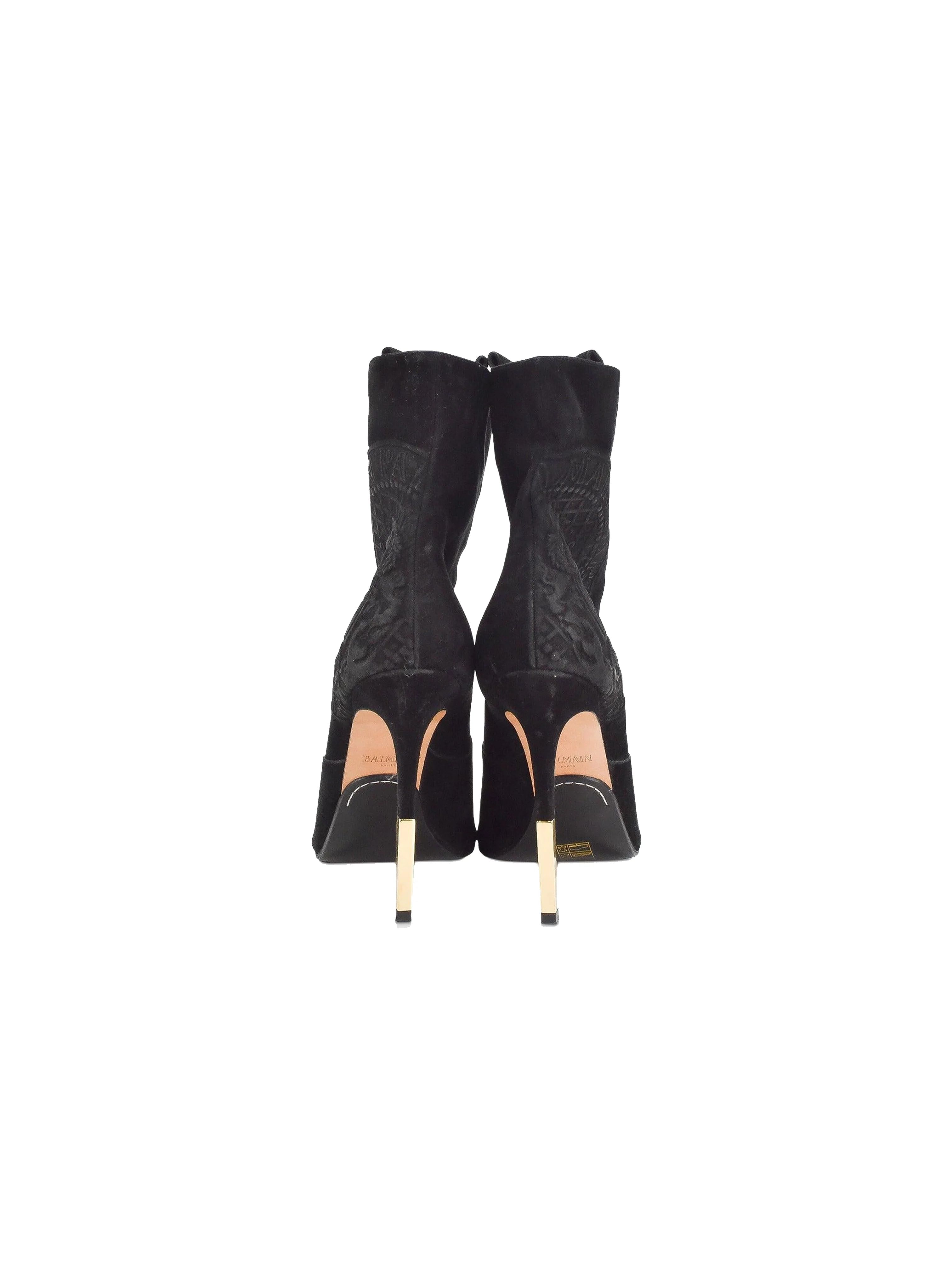 Balmain 2019 Black Suede Peep Toe Boots - Image 3
