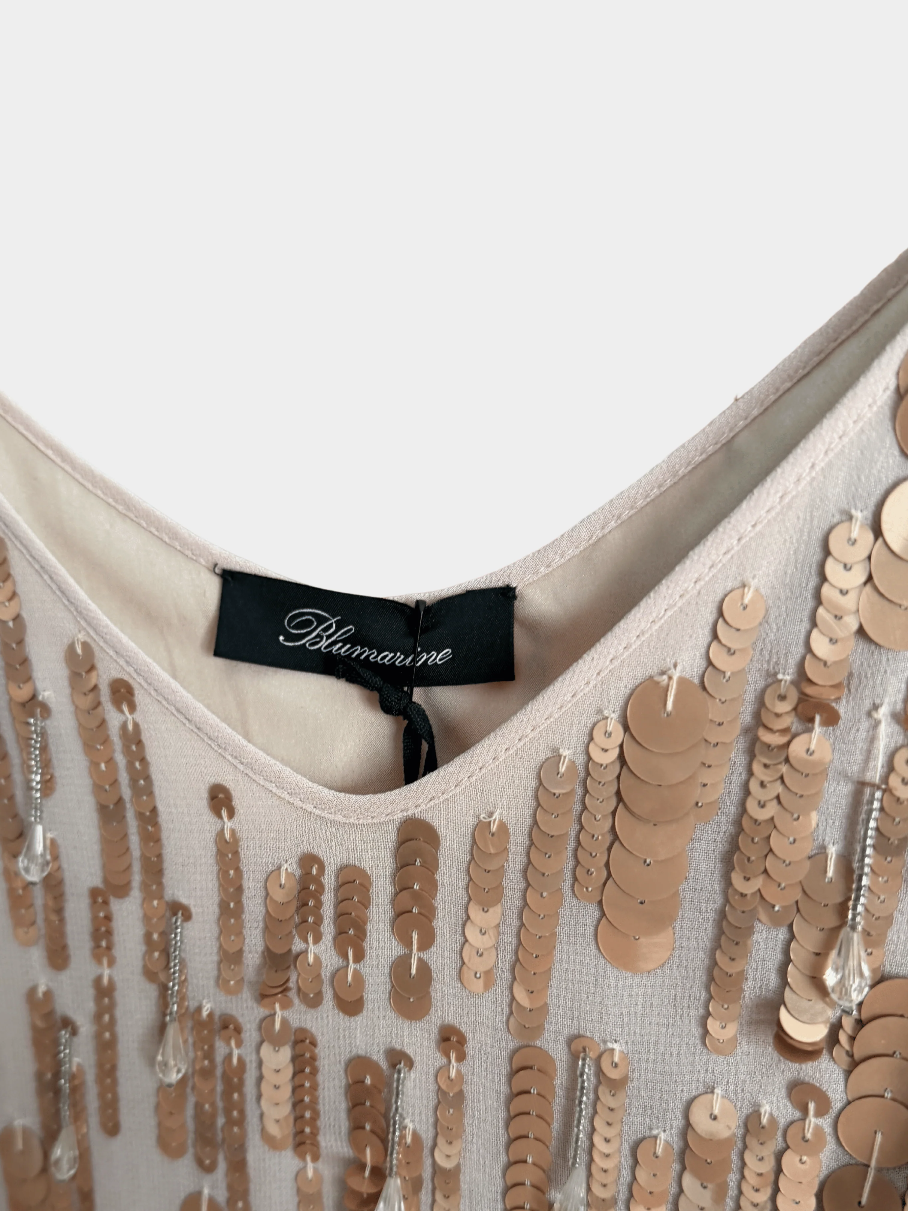 Blumarine 2000s Beige Sequin Embellished Maxi Dress - Image 2