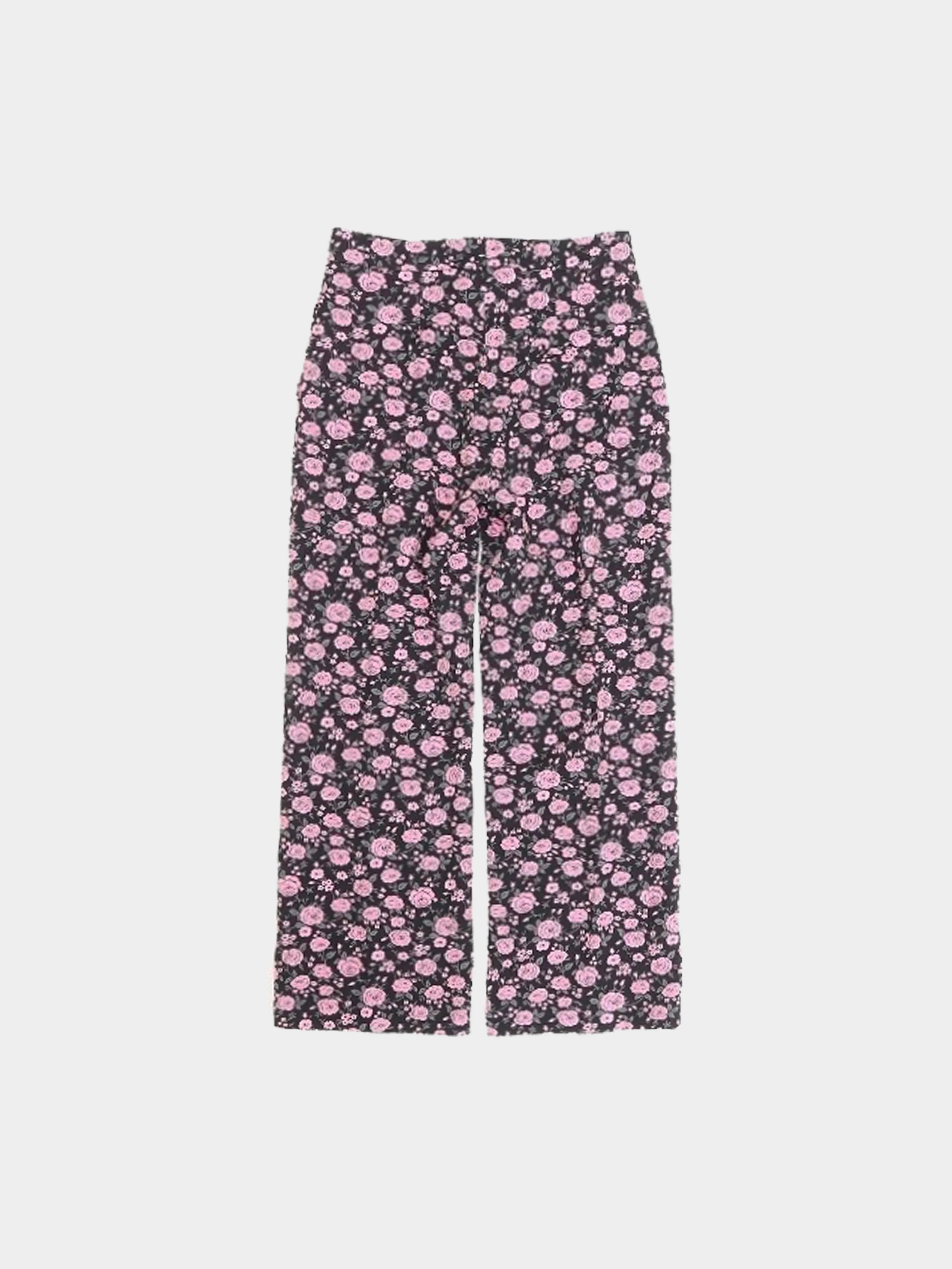 Blumarine 2000s Black and Pink Floral Print Pants - Image 2