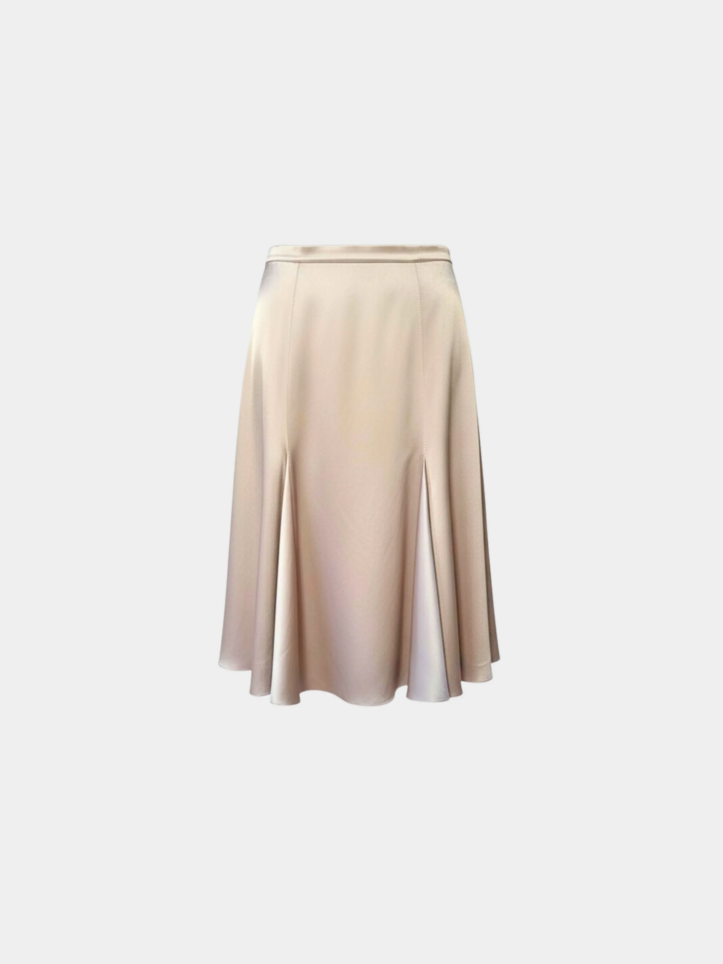Blumarine 2000s Champagne Silk Ruffle Skirt