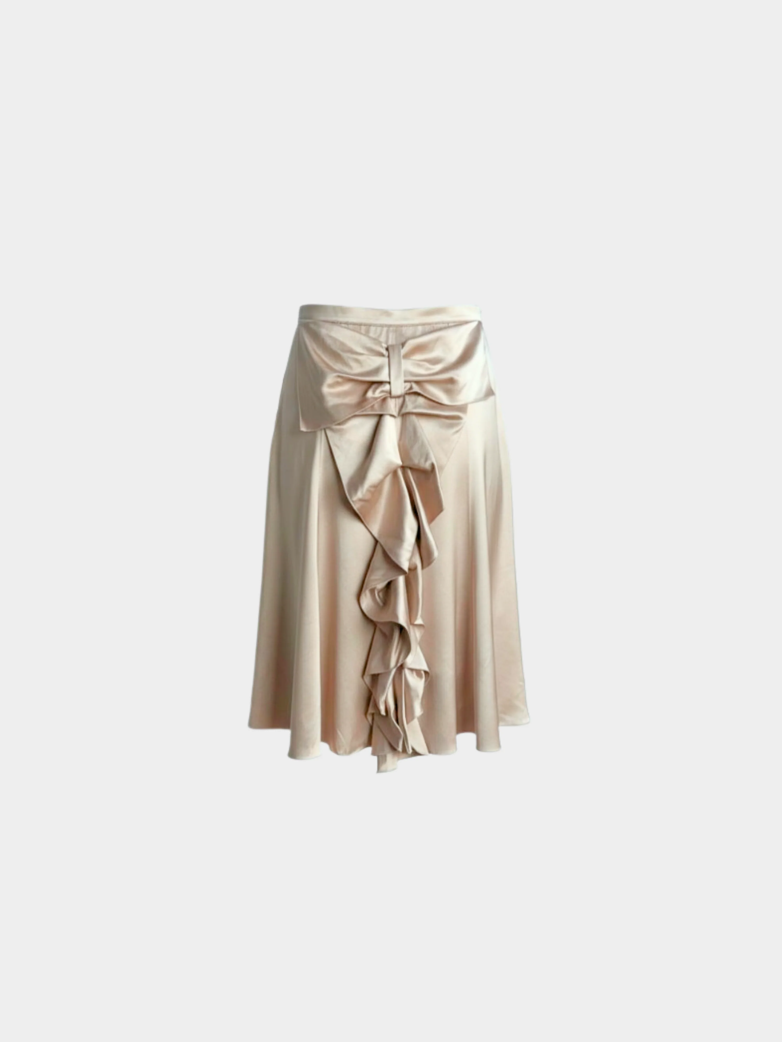Blumarine 2000s Champagne Silk Ruffle Skirt - Image 3
