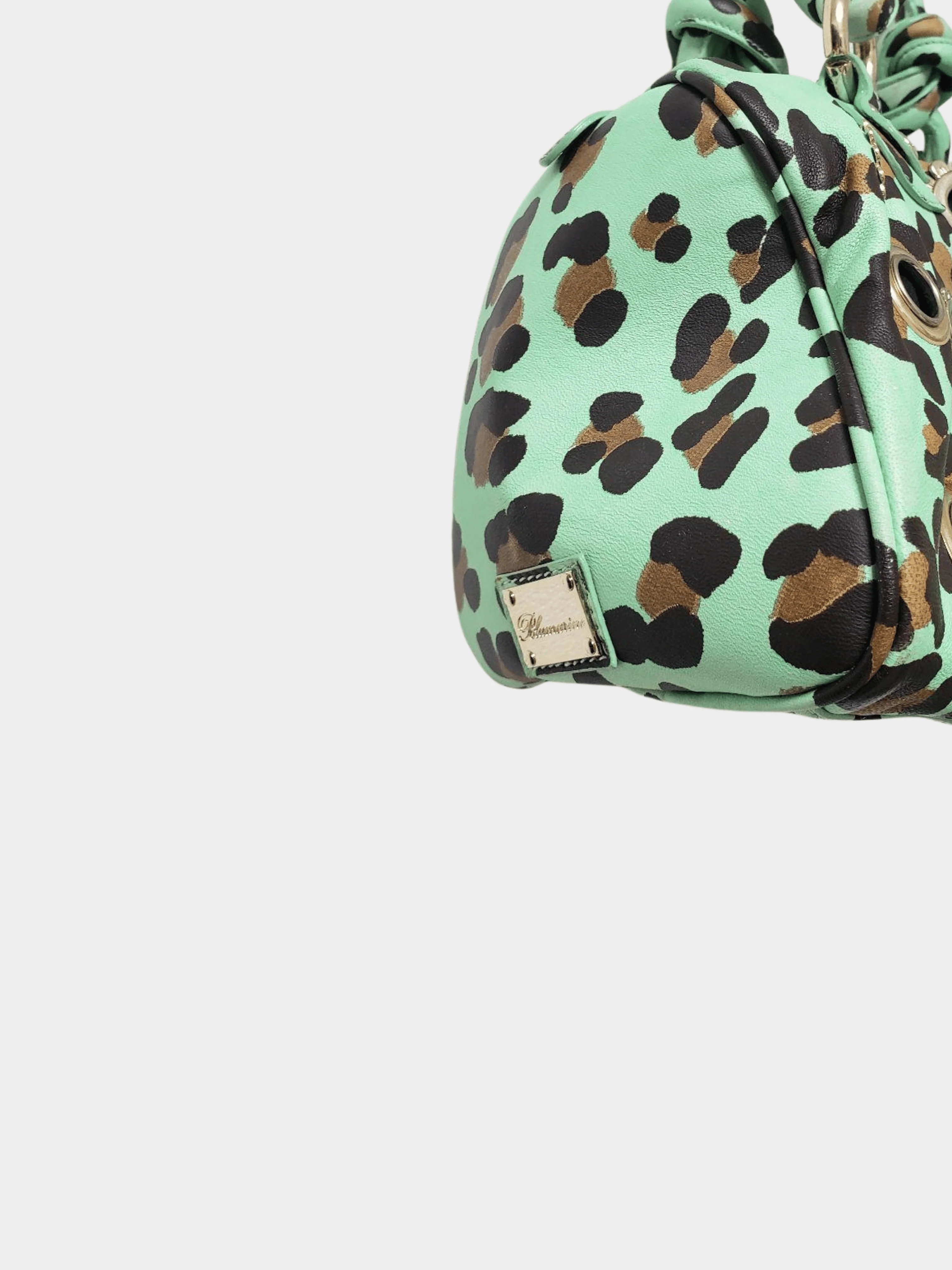 Blumarine 2000s Green Leopard Print Handbag - Image 2
