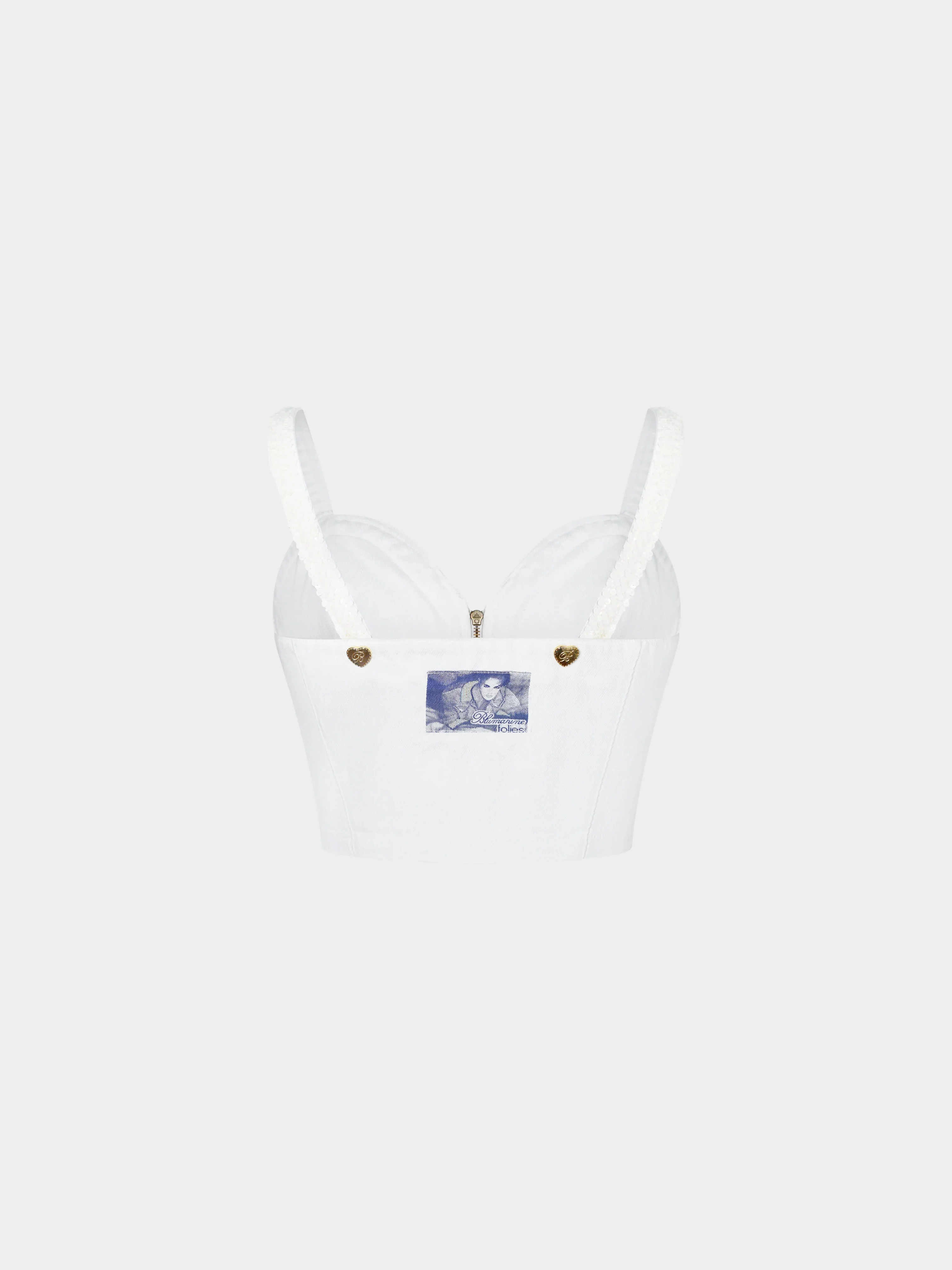 Blumarine 2000s White Sequin Bustier Top - Image 2