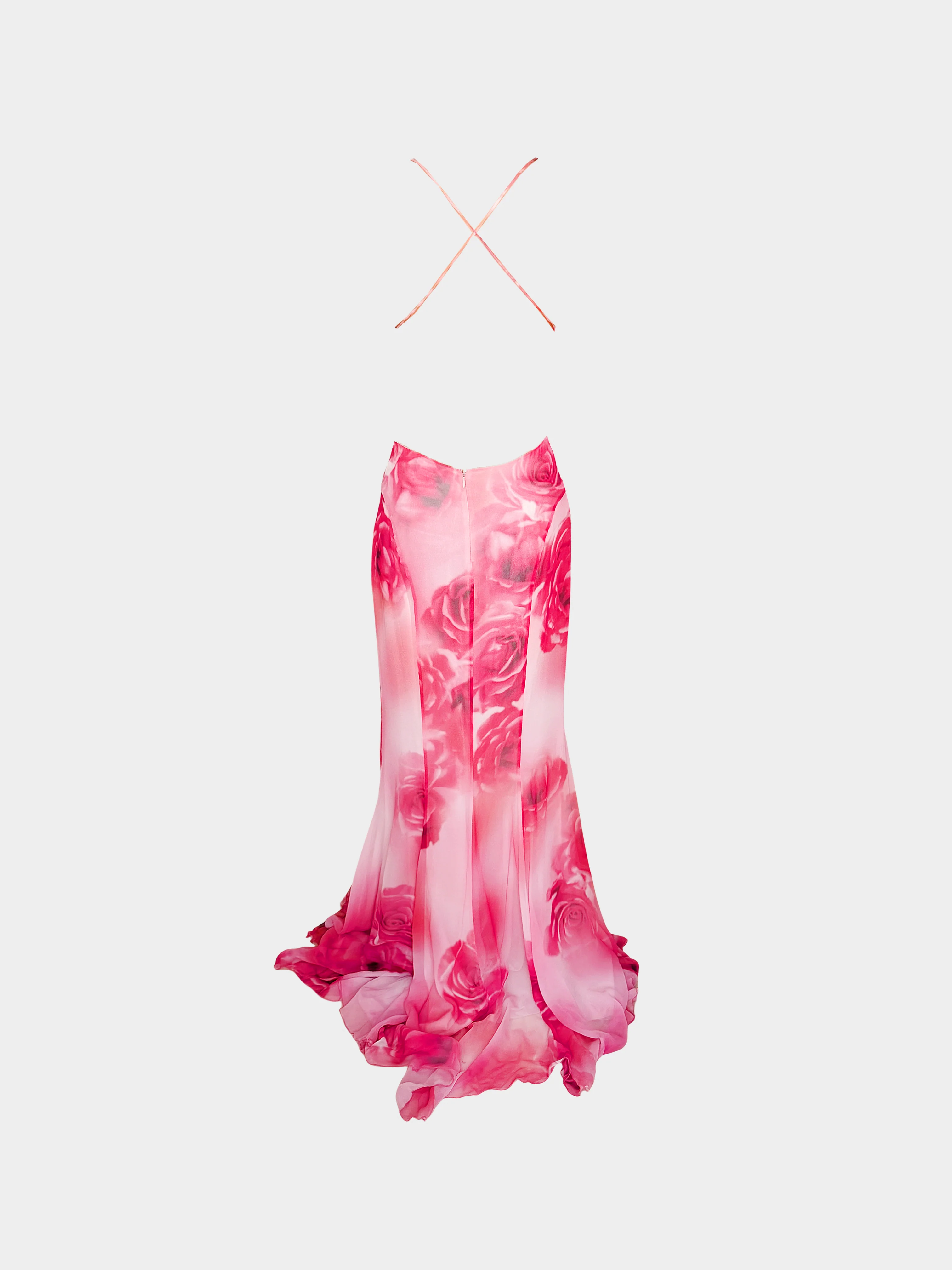 Blumarine SS 2022 Pink Rose Printed Silk Maxi Dress - Image 2