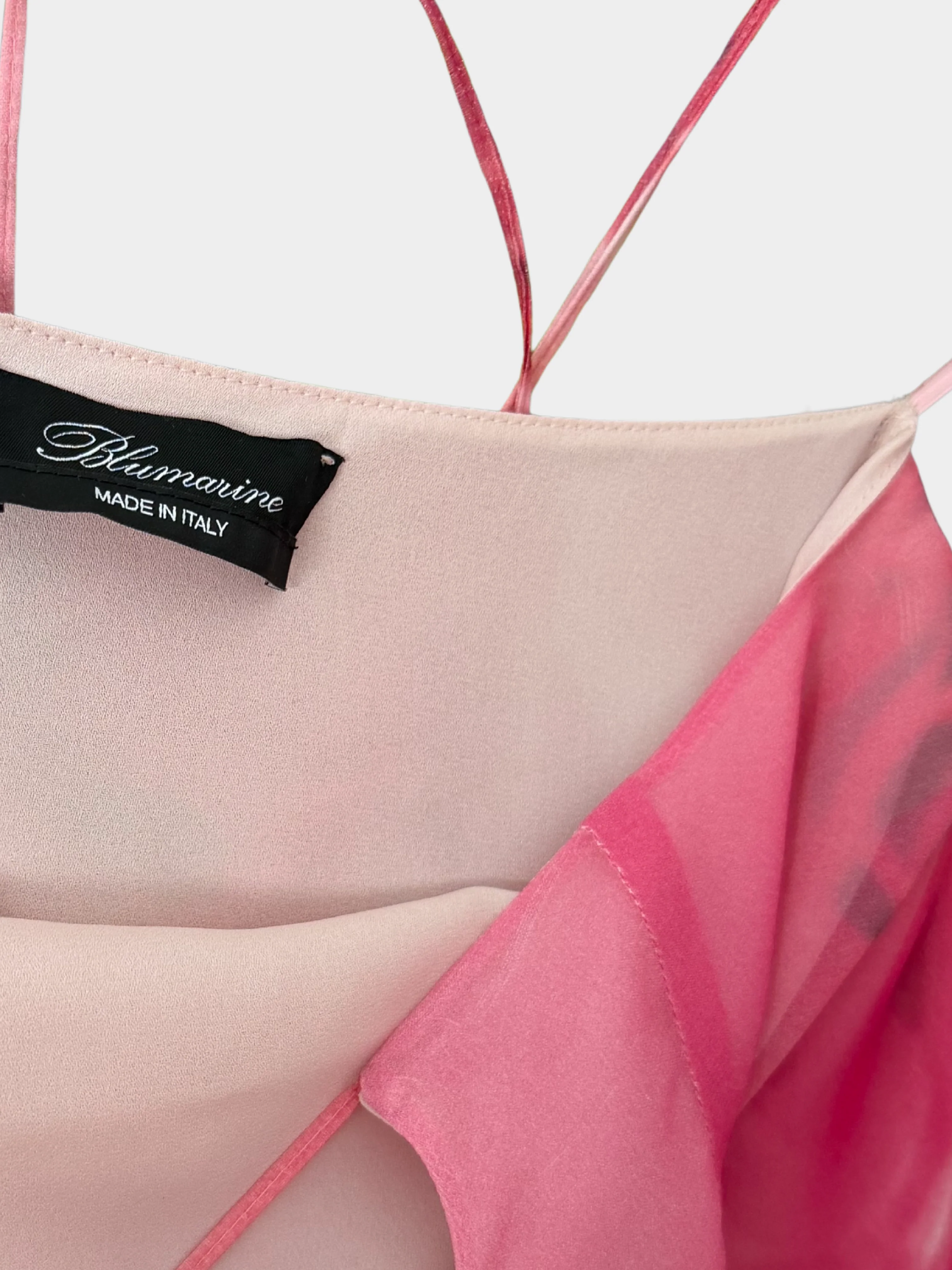 Blumarine SS 2022 Pink Rose Printed Silk Maxi Dress - Image 3