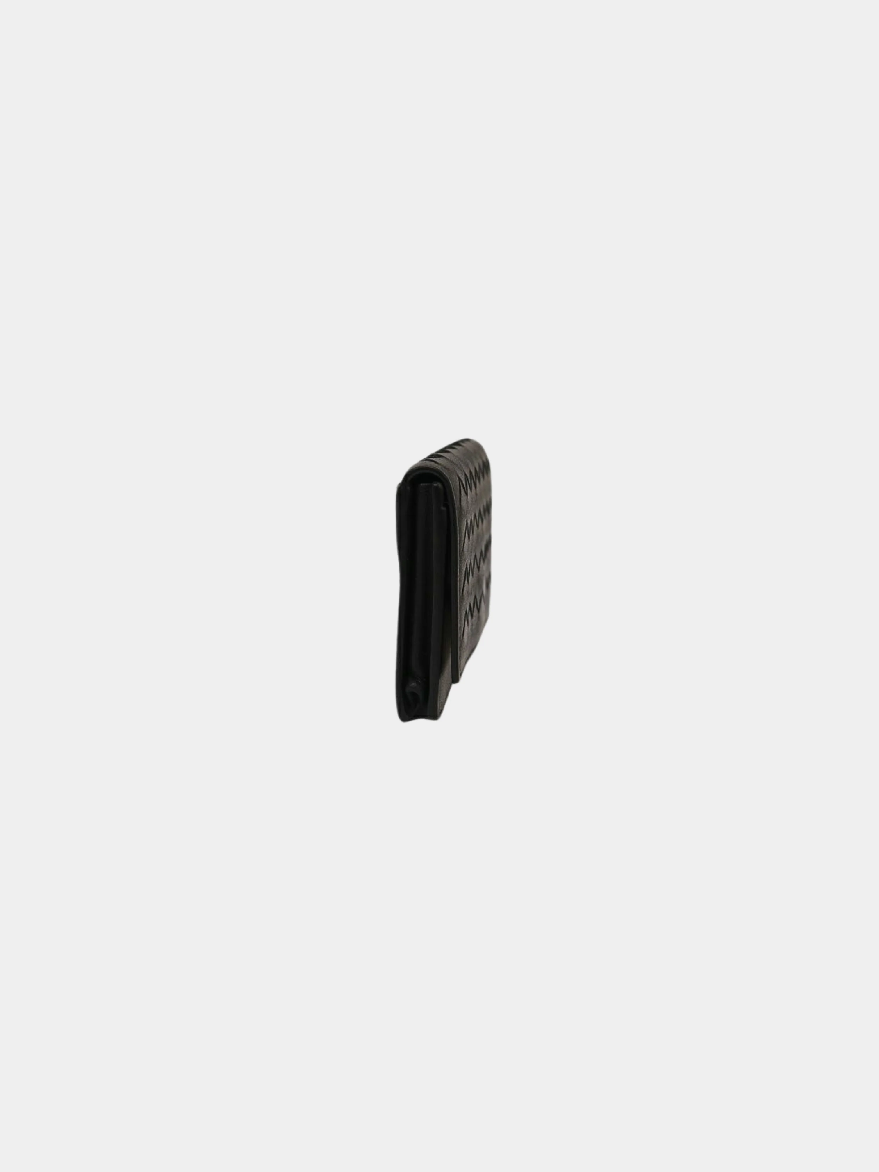 Bottega Veneta 2000s Black Intrecciato Leather Card Case - Image 3