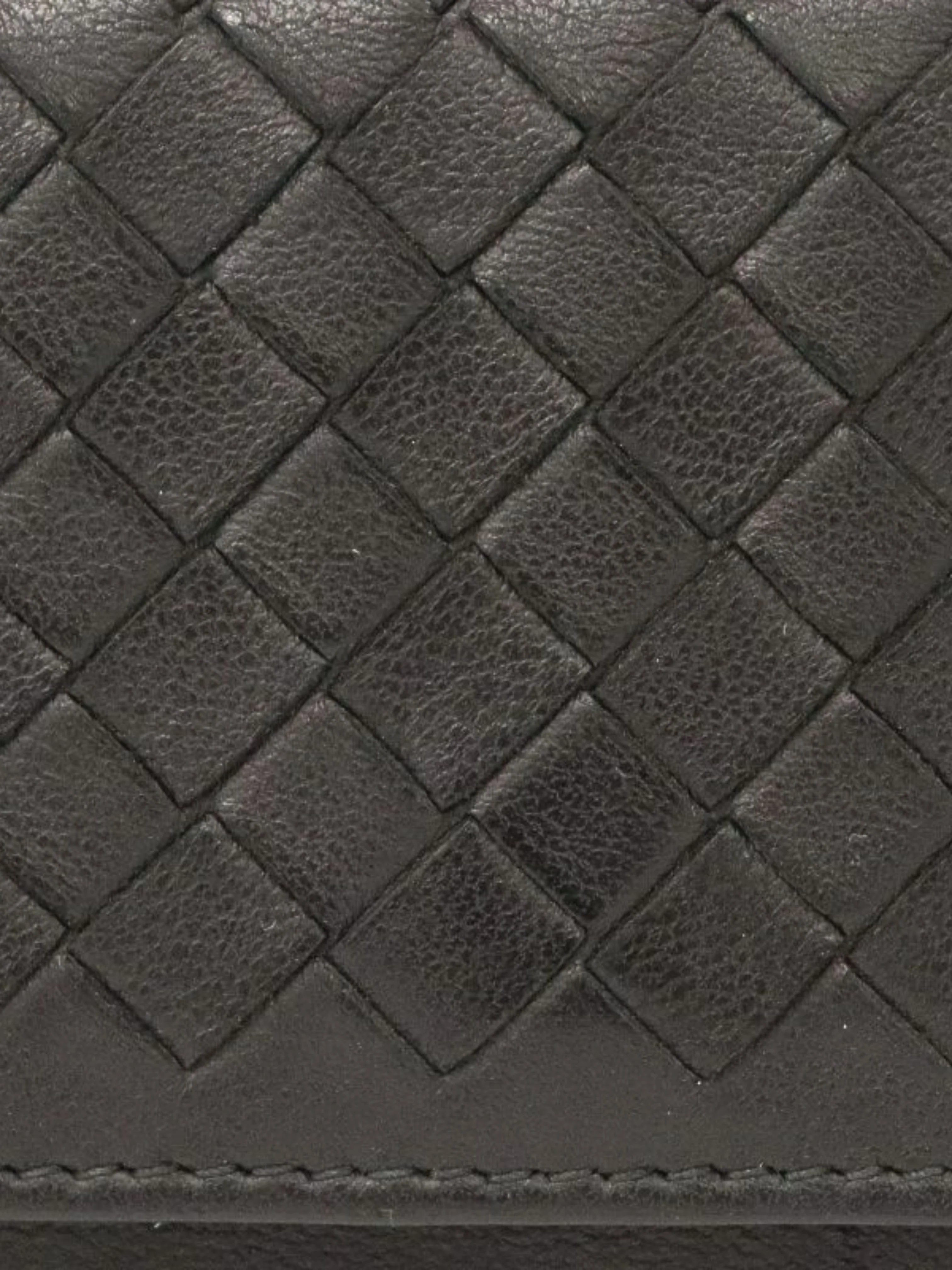 Bottega Veneta 2000s Black Intrecciato Leather Card Case - Image 7