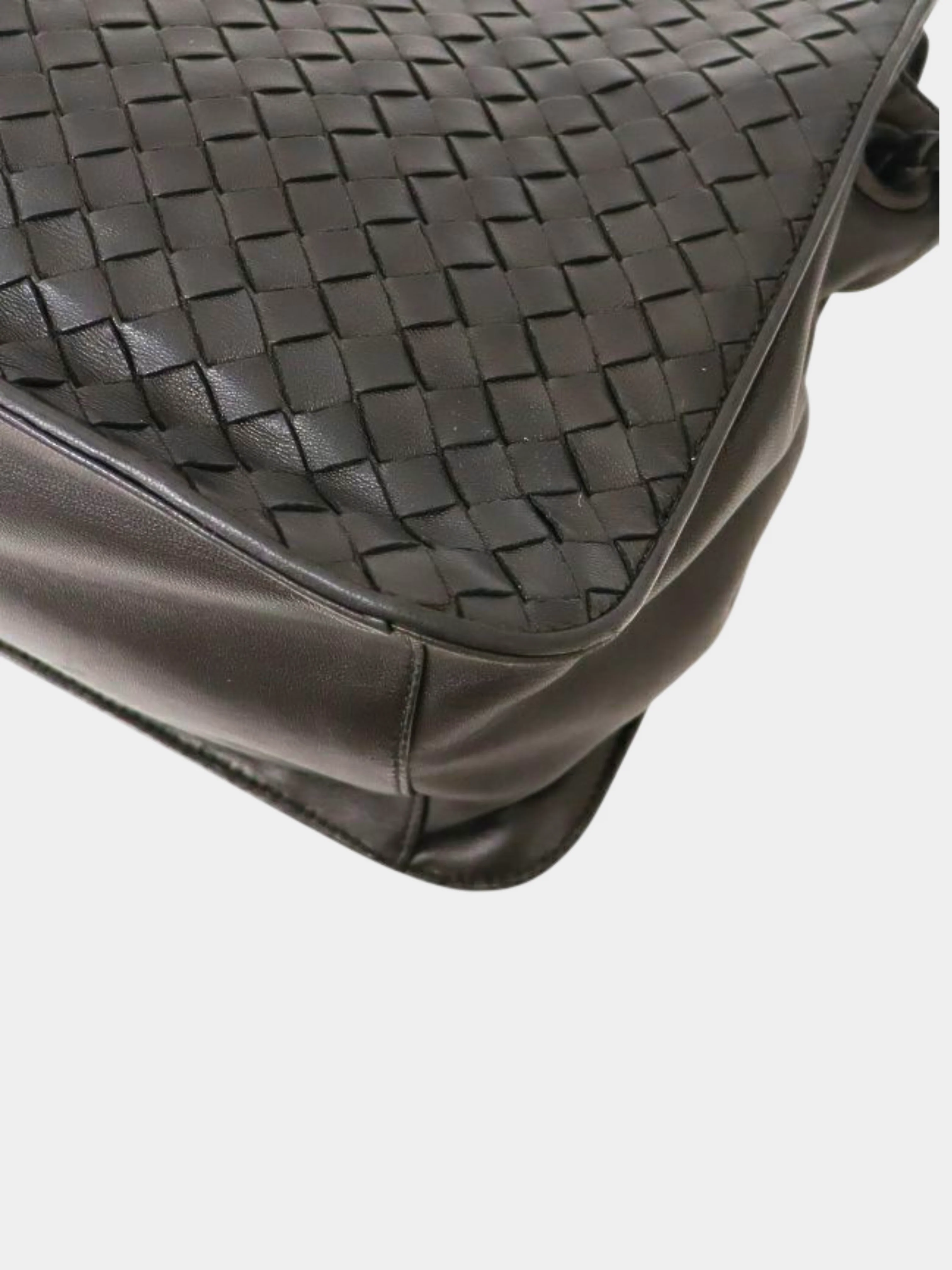 Bottega Veneta 2000s Black Intrecciato Leather One-Shoulder Bag - Image 5