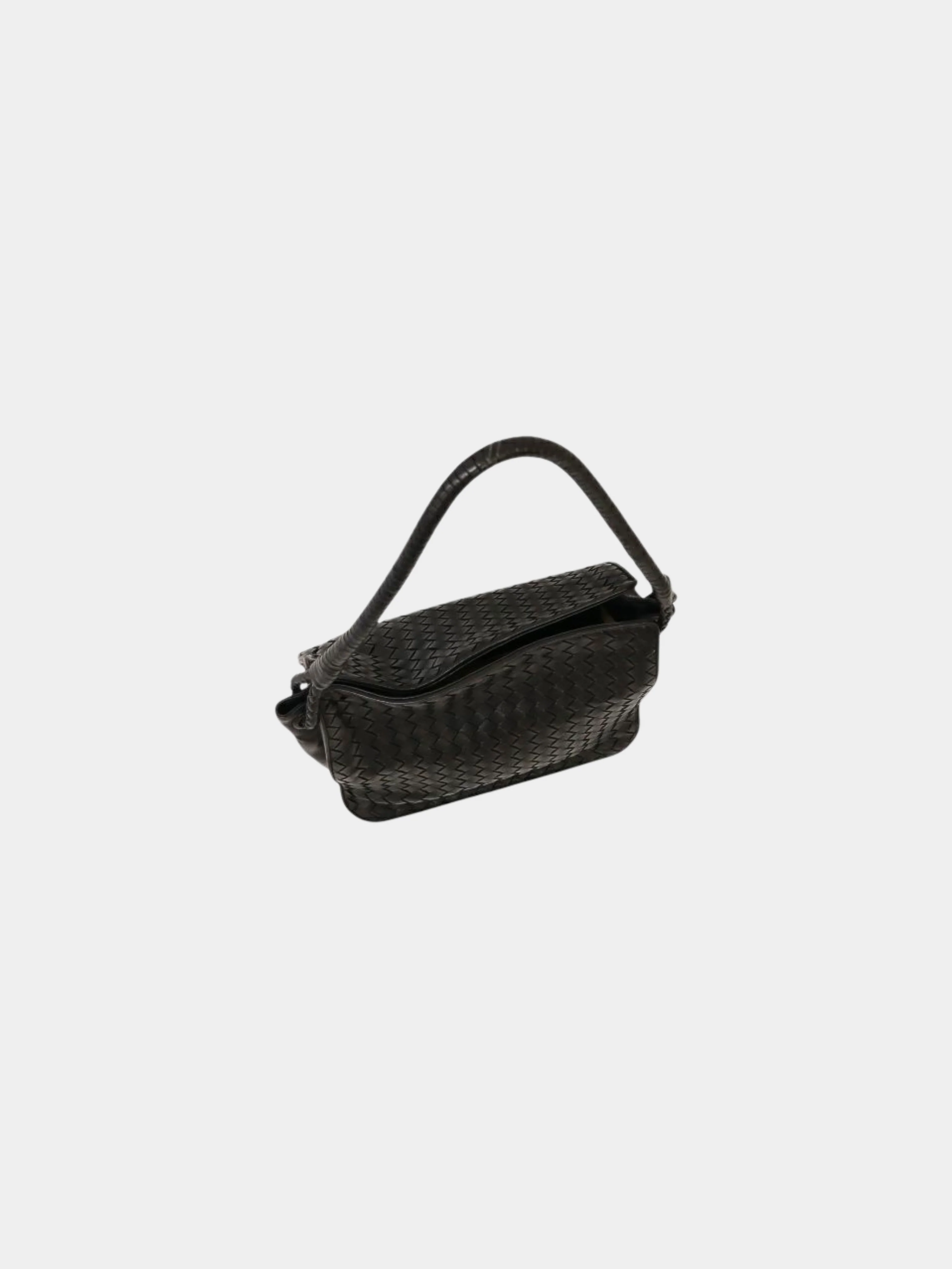 Bottega Veneta 2000s Black Intrecciato Leather One-Shoulder Bag - Image 6