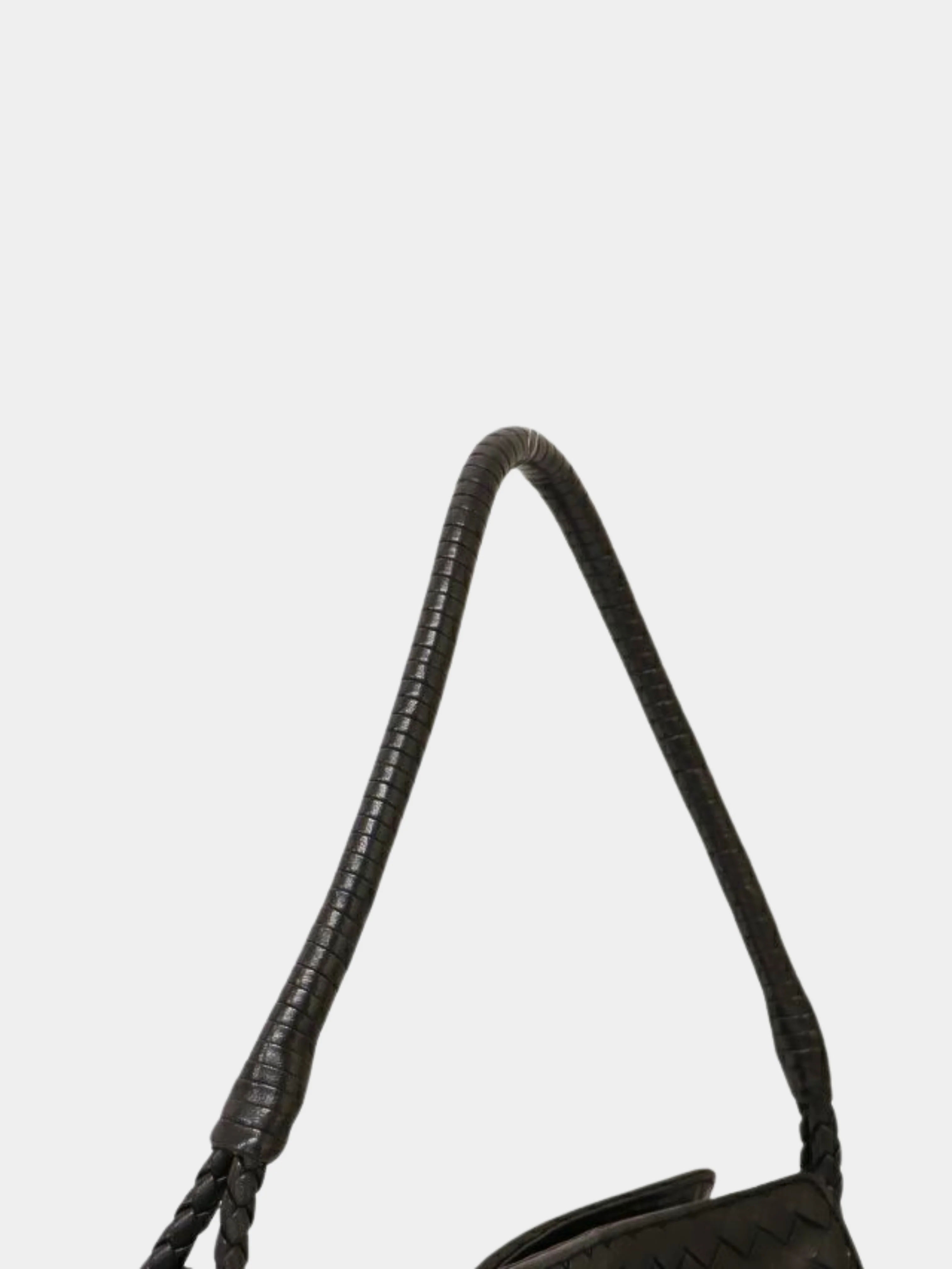 Bottega Veneta 2000s Black Intrecciato Leather One-Shoulder Bag - Image 7
