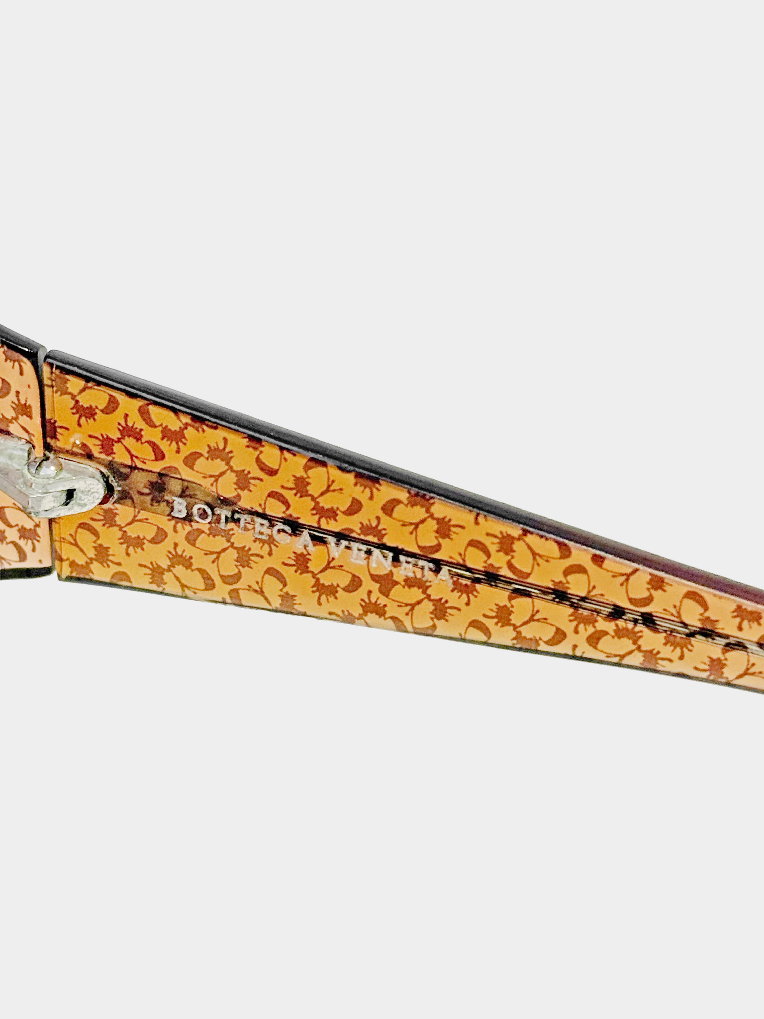 Bottega Veneta 2000s Brown Butterfly Print Translucent Sunglasses - Image 5