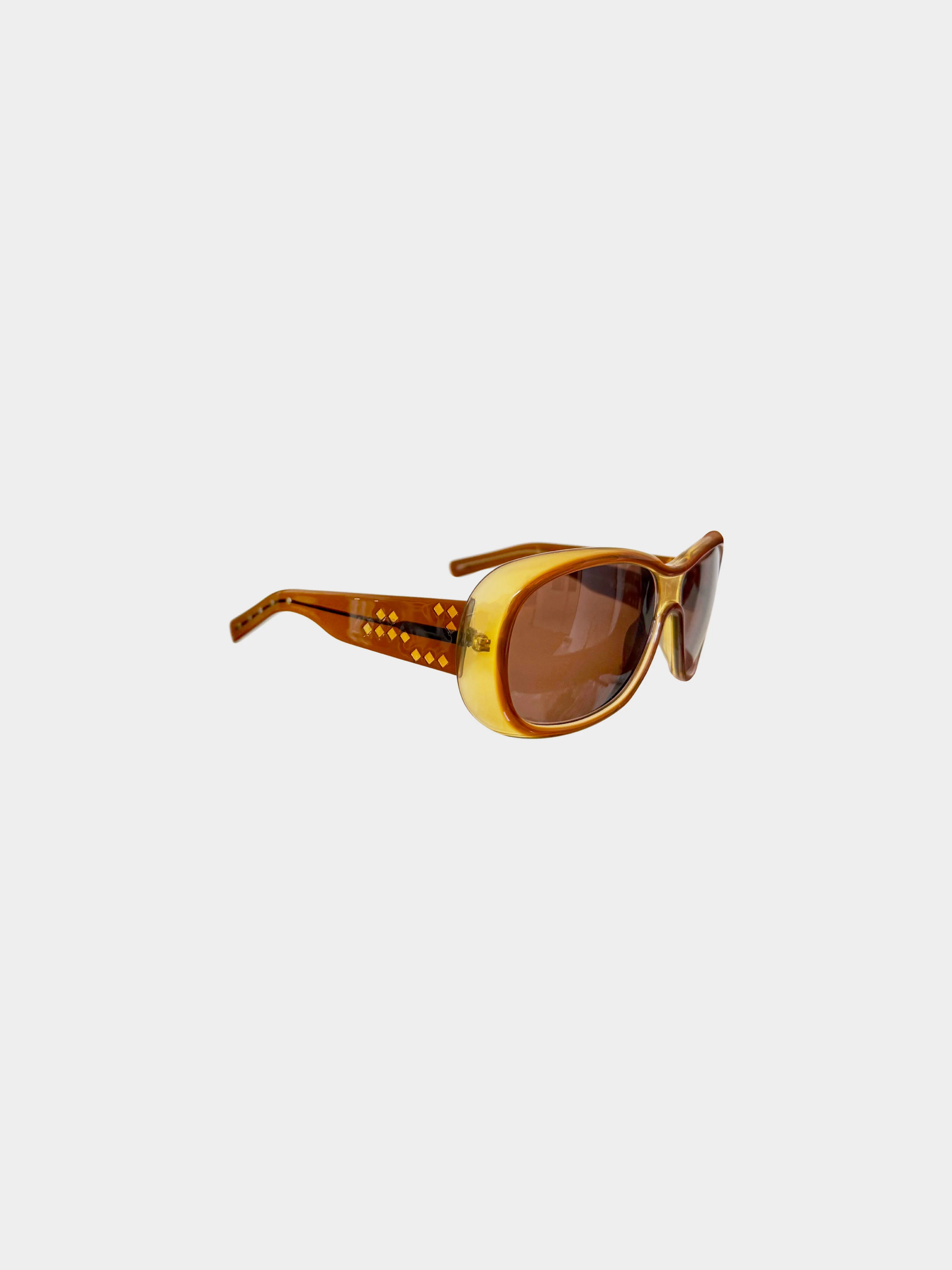 Bottega Veneta 2000s Brown Chunky Round Frame Sunglasses