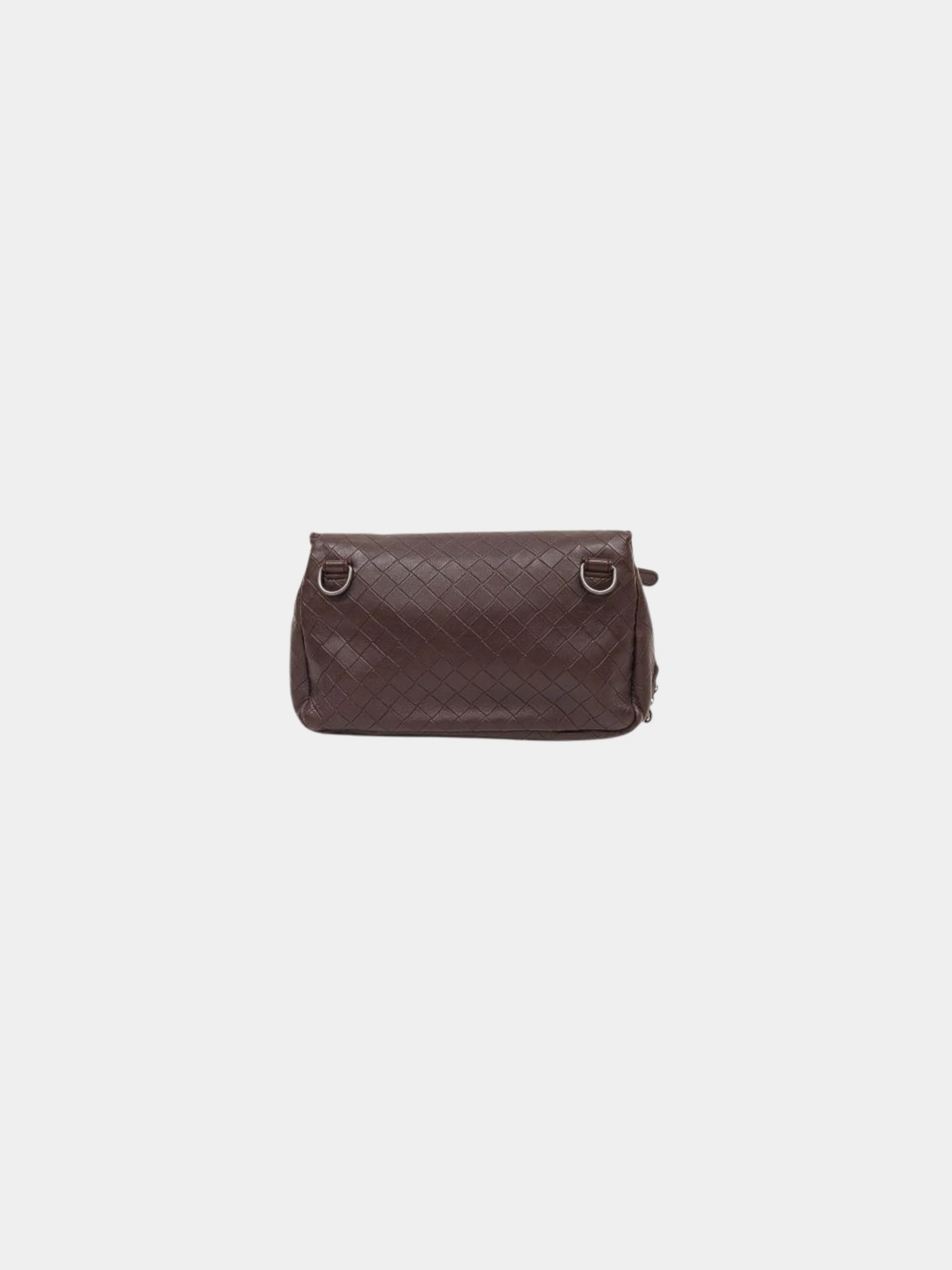 Bottega Veneta 2000s Brown Intrecciato Leather Chain Shoulder Bag - Image 2