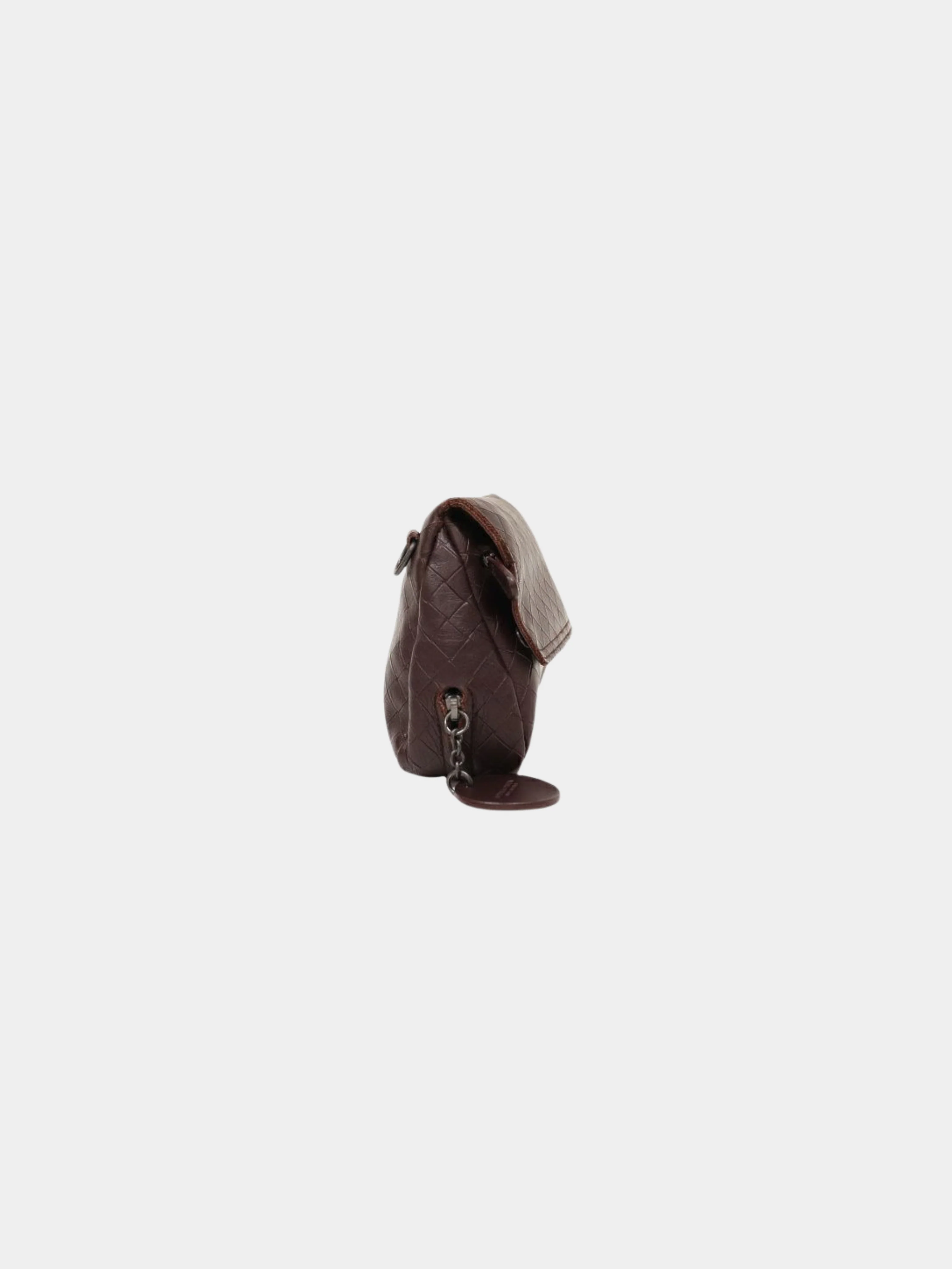 Bottega Veneta 2000s Brown Intrecciato Leather Chain Shoulder Bag - Image 3