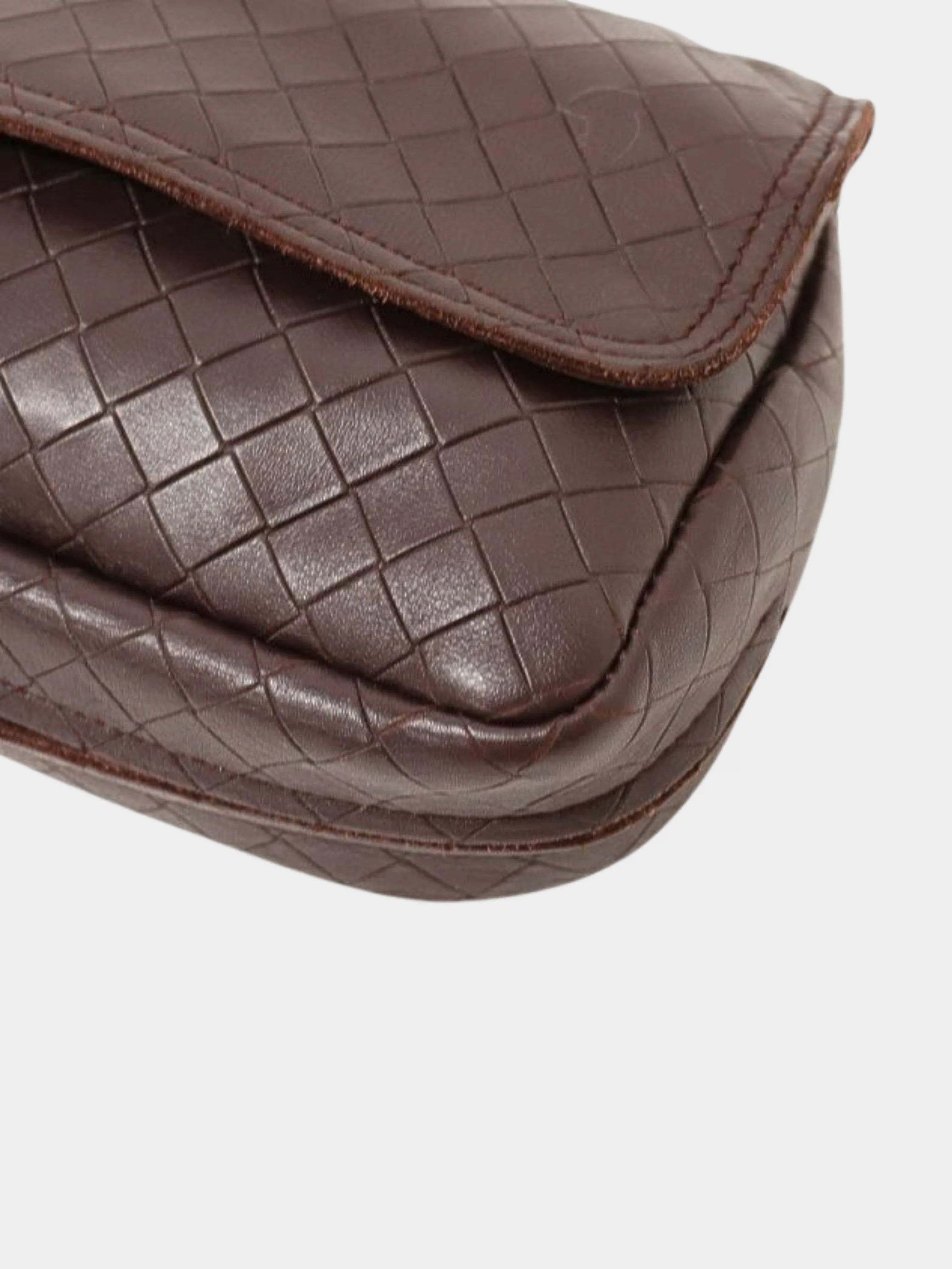 Bottega Veneta 2000s Brown Intrecciato Leather Chain Shoulder Bag - Image 5