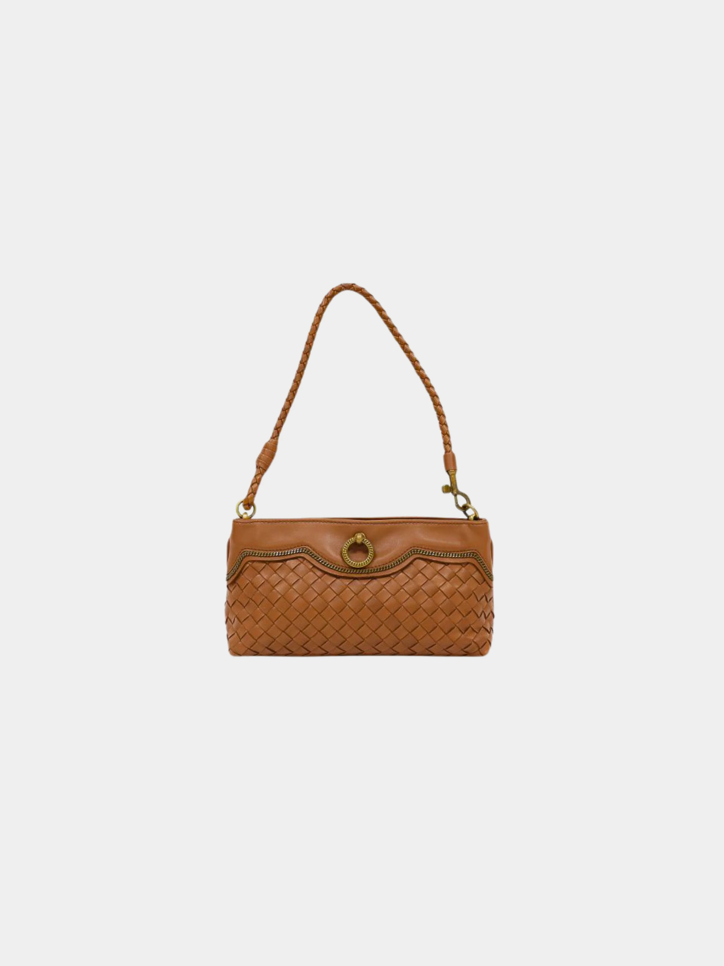 Bottega Veneta 2000s Brown Intrecciato Leather One Shoulder Bag - Image 2