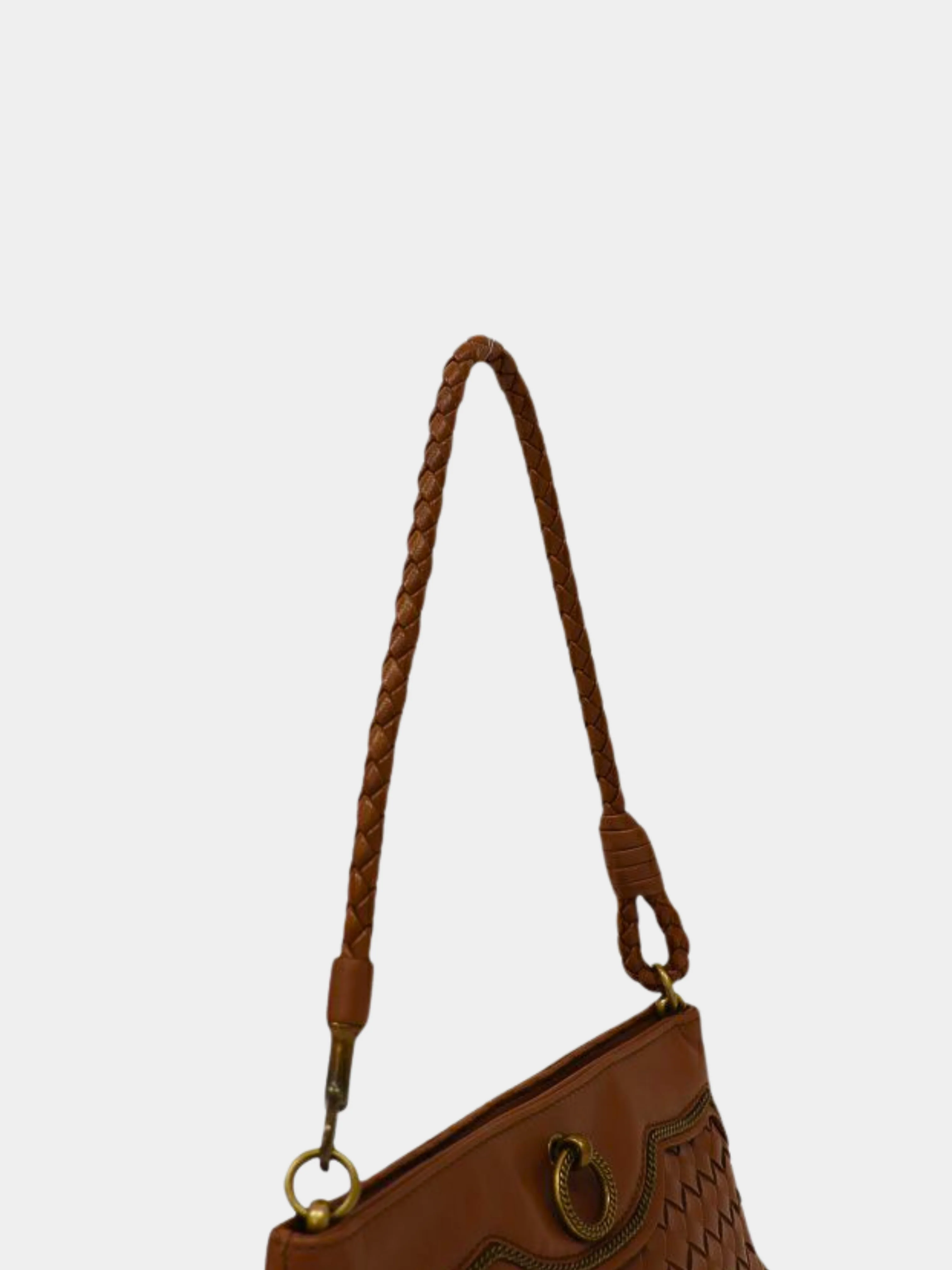 Bottega Veneta 2000s Brown Intrecciato Leather One Shoulder Bag - Image 7