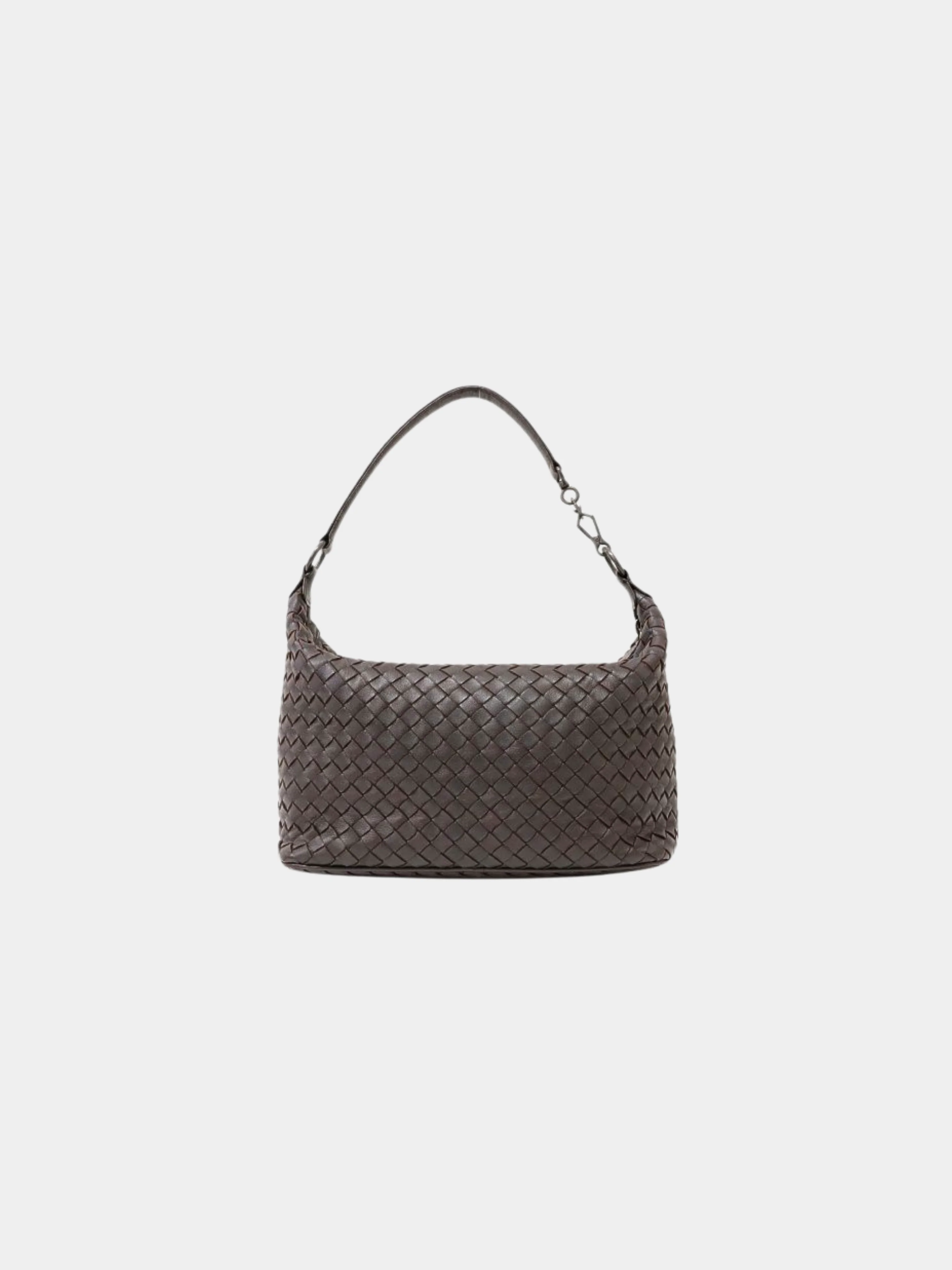 Bottega Veneta 2000s Brown Intrecciato Leather One-Shoulder Bag - Image 2