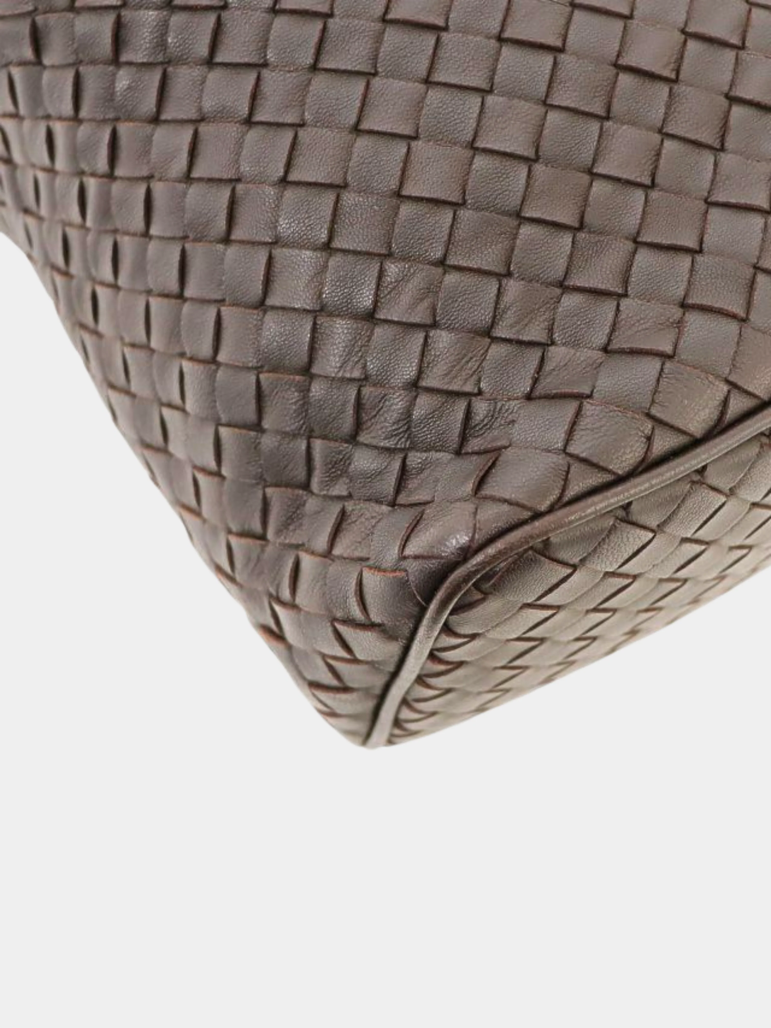 Bottega Veneta 2000s Brown Intrecciato Leather One-Shoulder Bag - Image 5