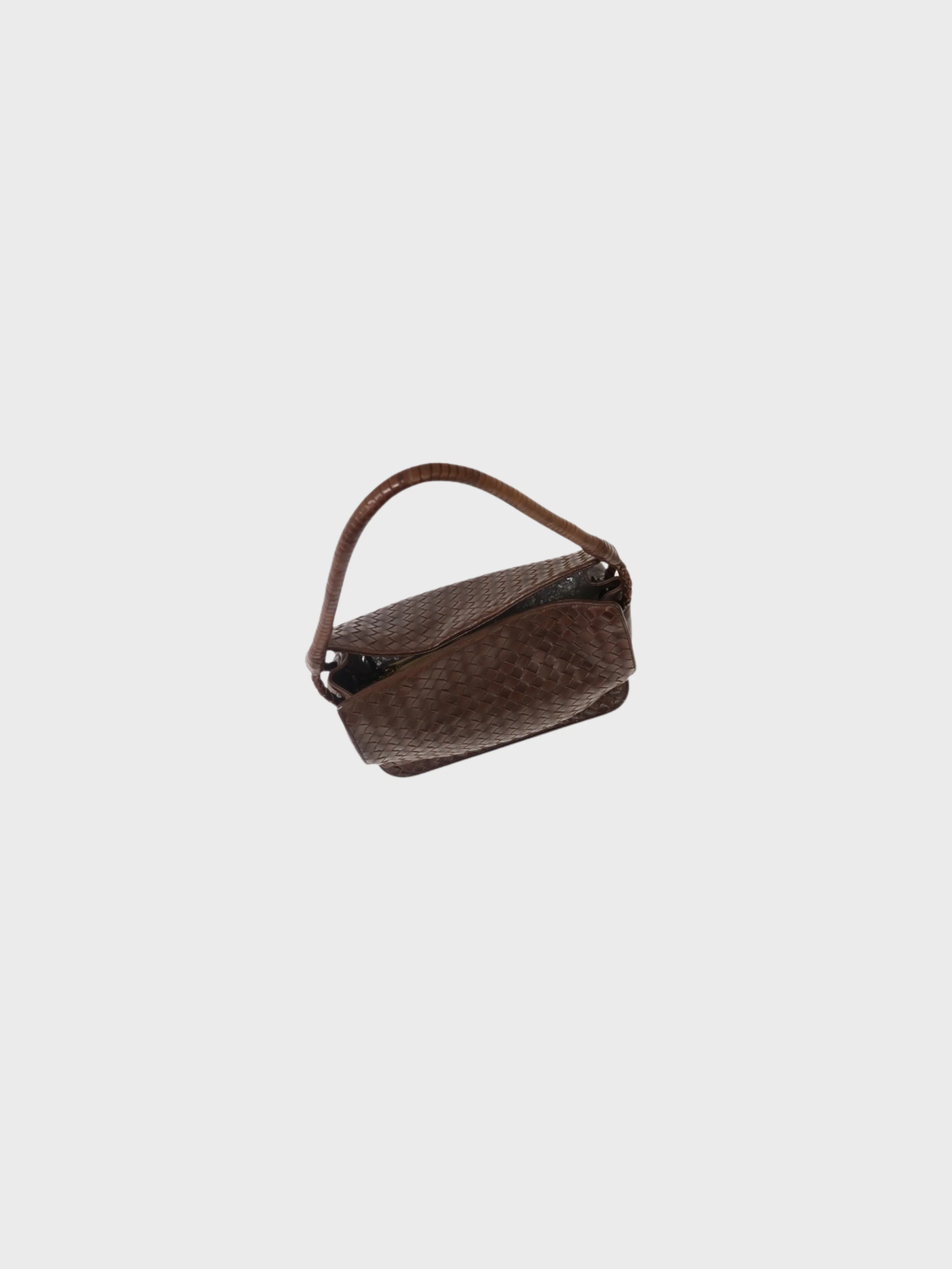 Bottega Veneta 2000s Brown Leather Intrecciato One-Shoulder Bag - Image 5